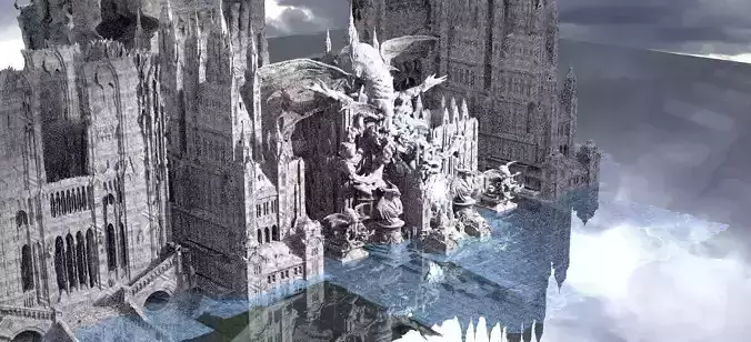 Cthulhu The Great Deep Architecture Collection Kit bash 3D model