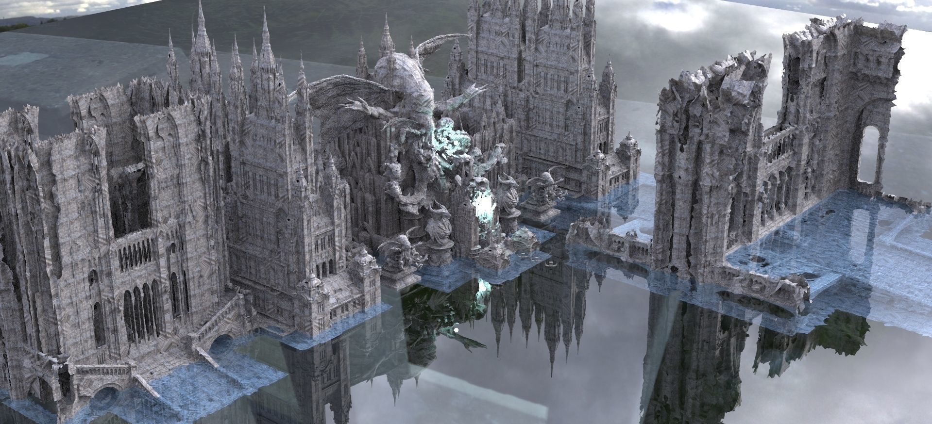 Cthulhu The Great Deep Architecture Collection Kit bash 3D model_2