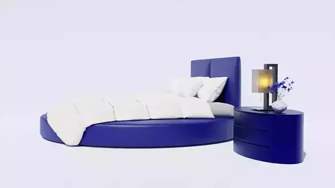 Ergonomic Round Bed in Bedroom 3D Model