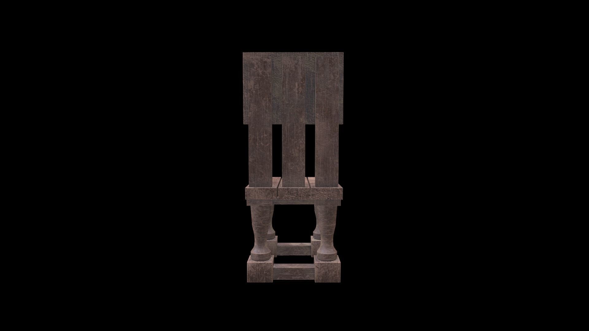 Old Chair Low-poly 3D model_5