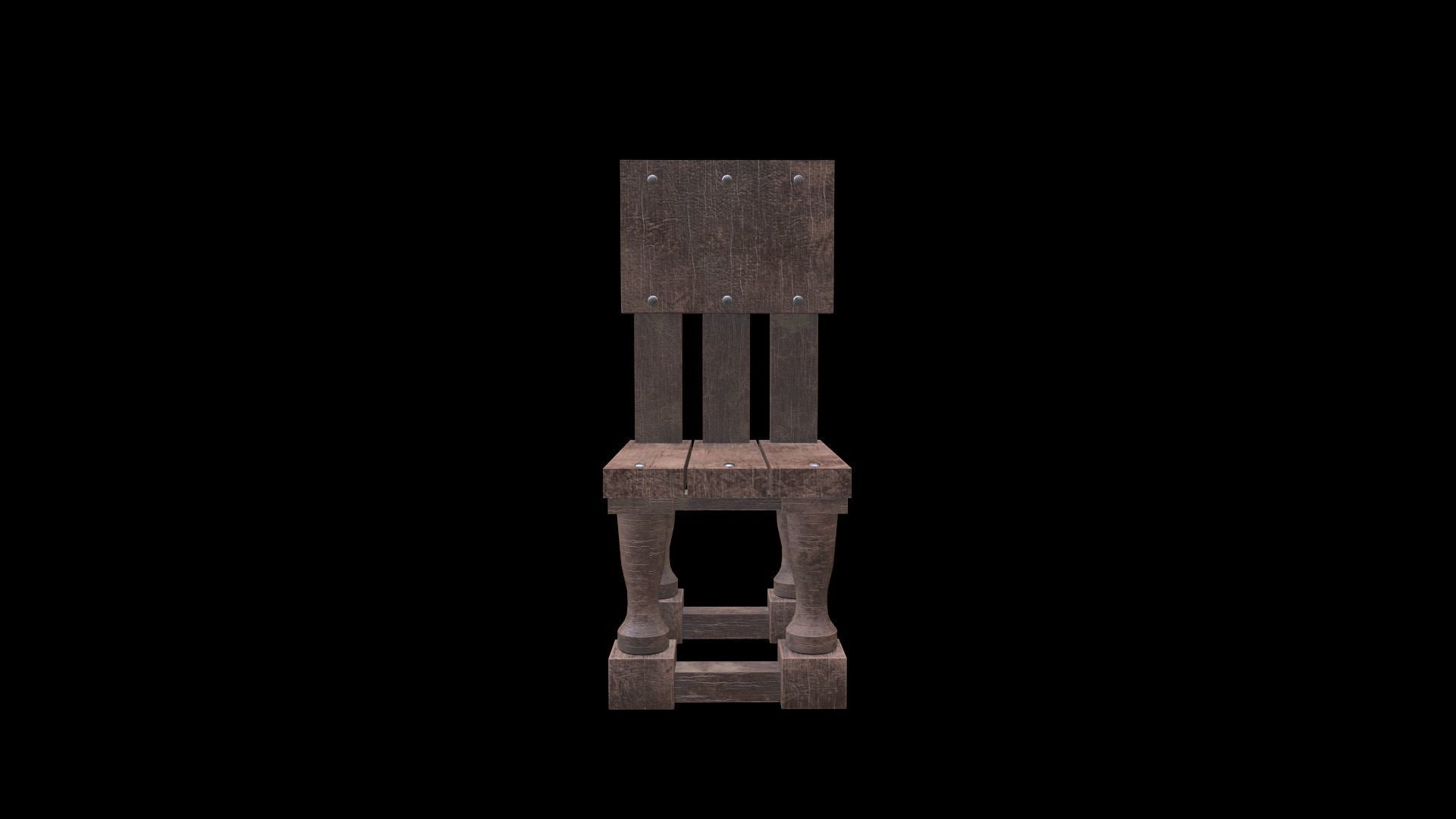 Old Chair Low-poly 3D model_7