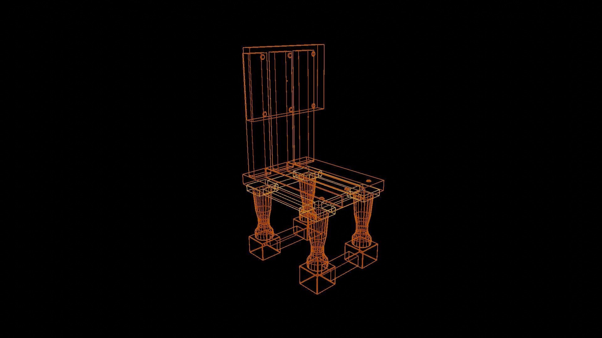 Old Chair Low-poly 3D model_15