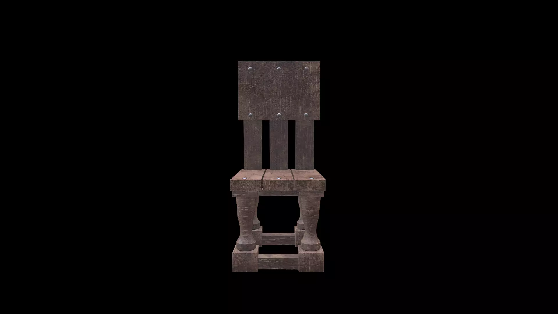 Old Chair Low-poly 3D model_0