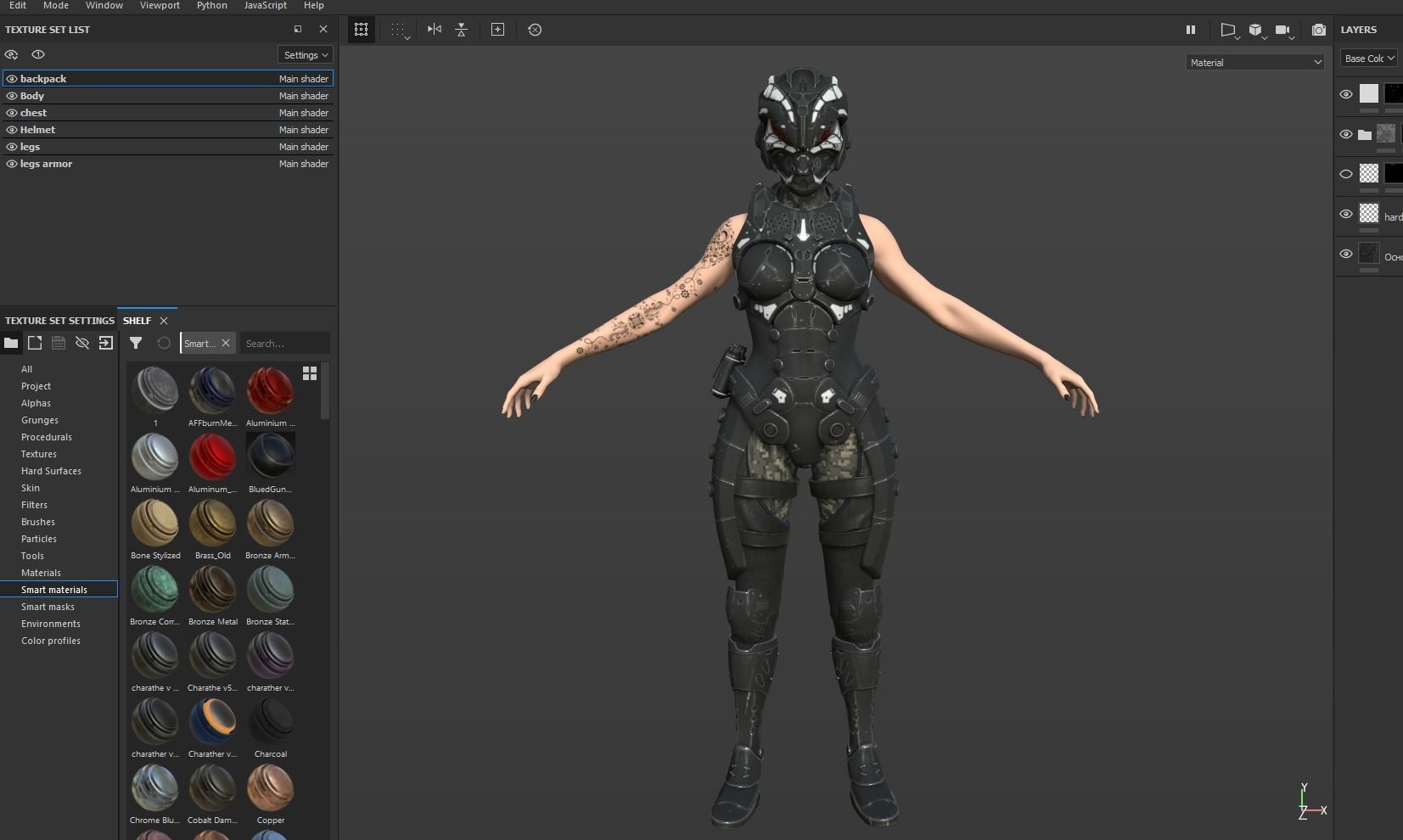 Sci-fi solder female version Low-poly 3D model_16