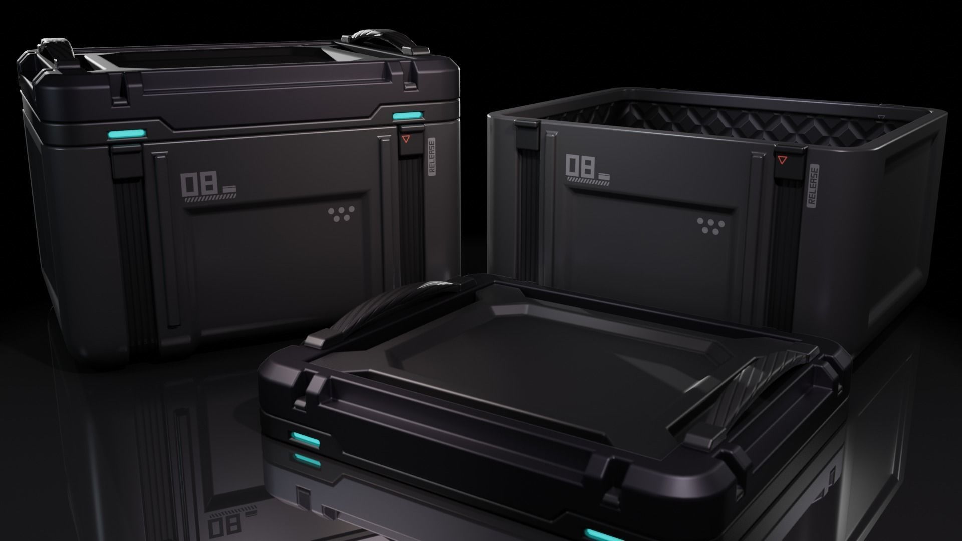 Sci-fi crate Low-poly 3D model_1