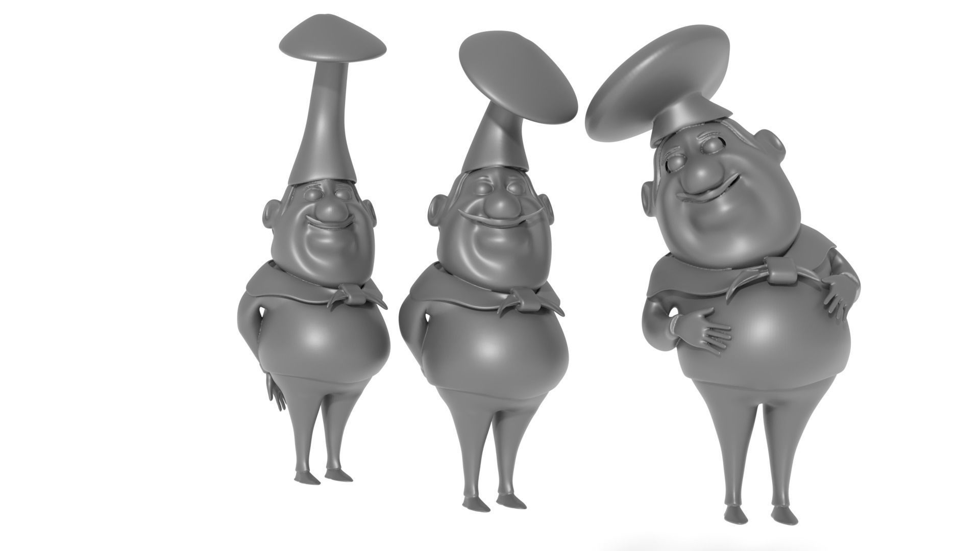 Team of cartoon chefs 3D print model 3D print model_5