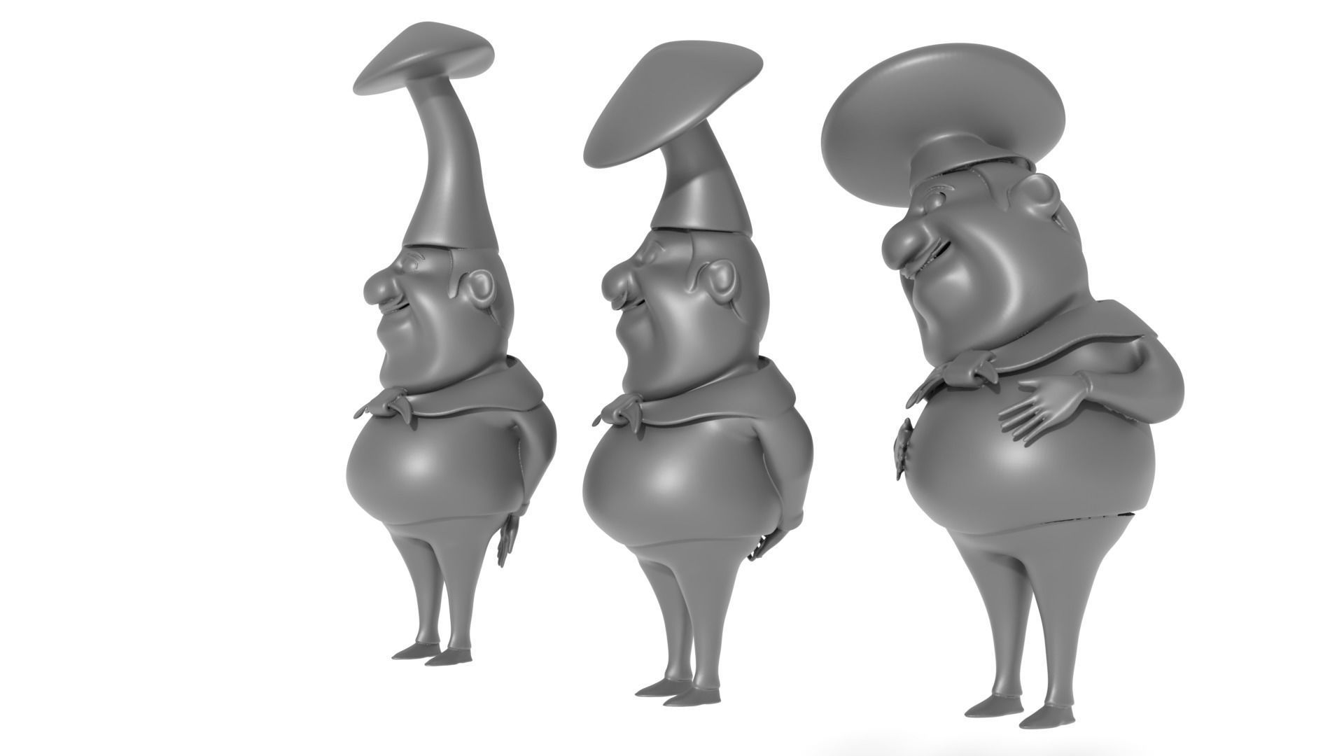 Team of cartoon chefs 3D print model 3D print model_3