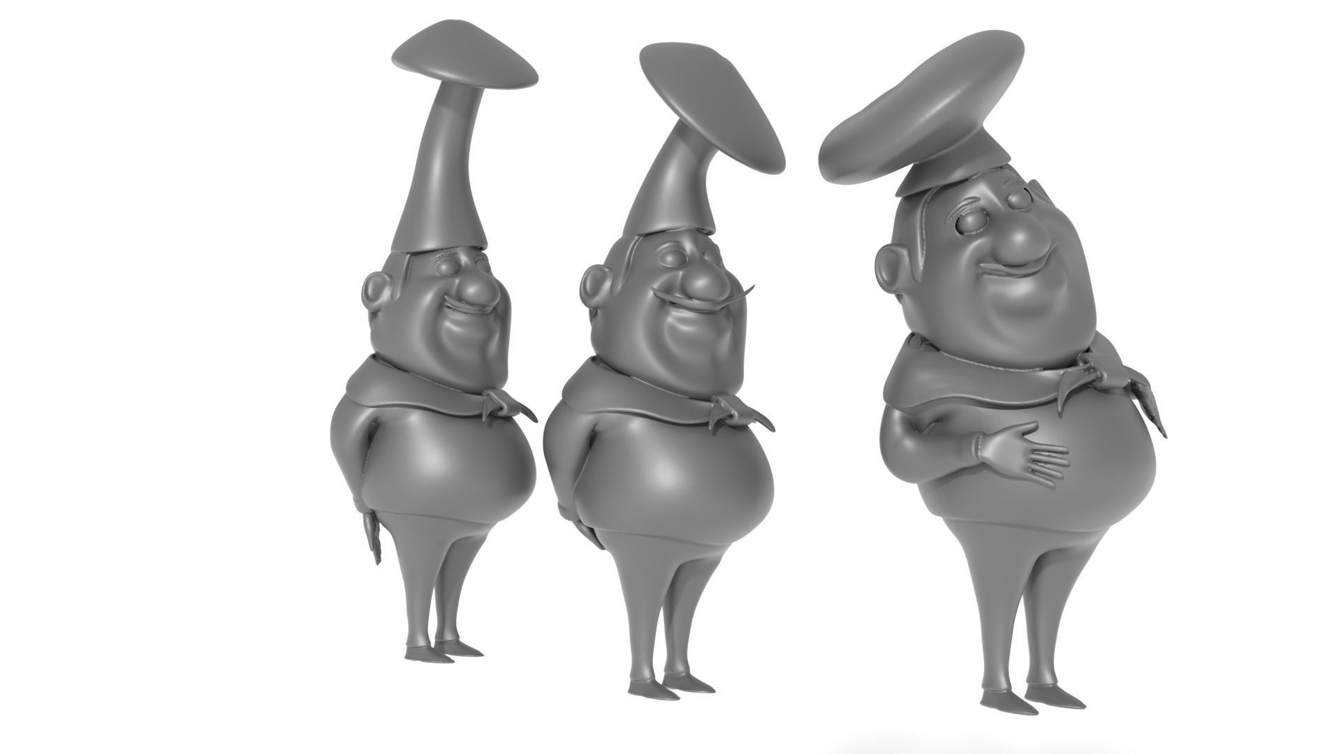 Team of cartoon chefs 3D print model 3D print model_6