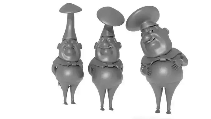 Team of cartoon chefs 3D print model