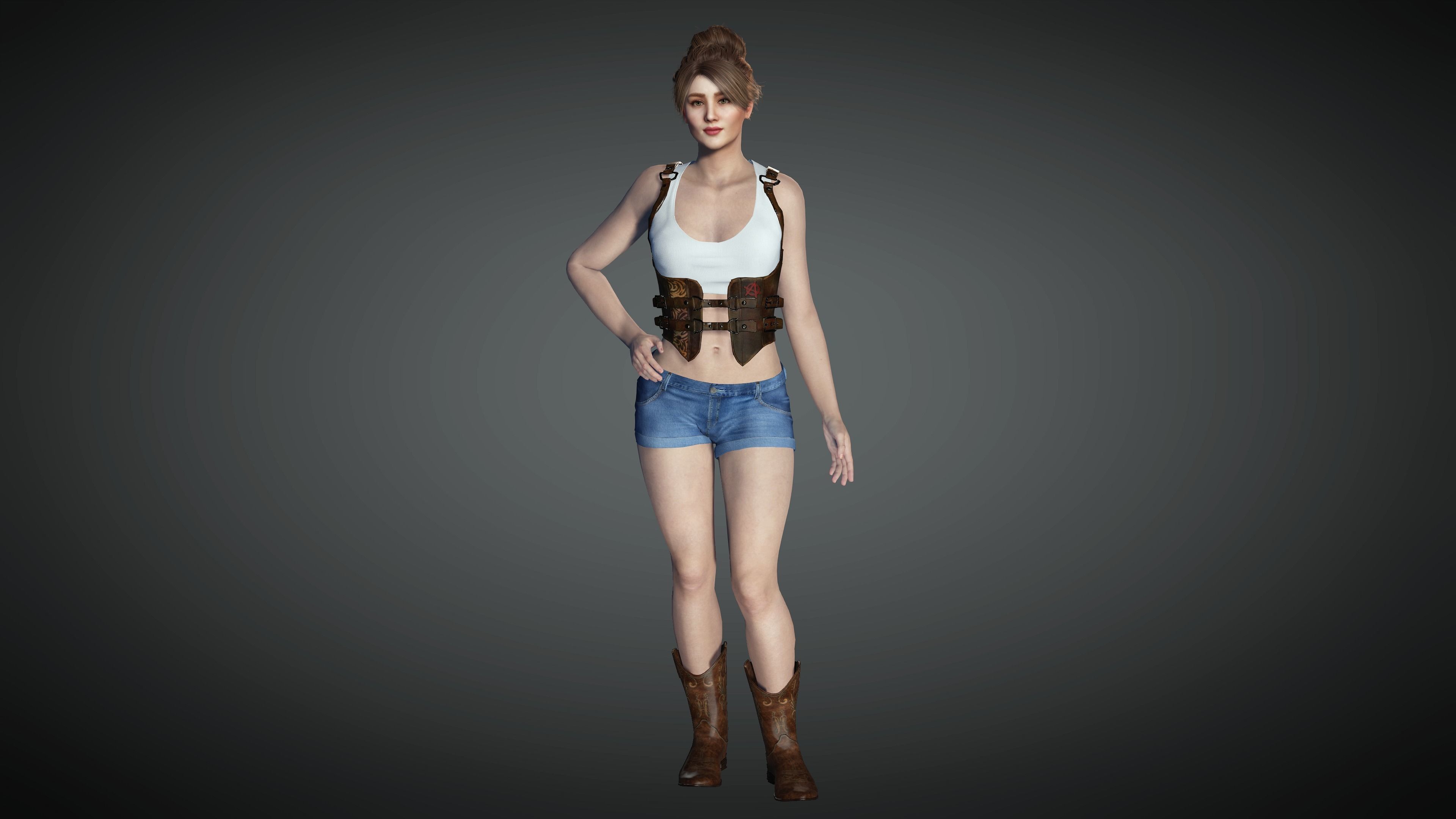 AAA Realistic Female Character 26 Low-poly 3D model_7