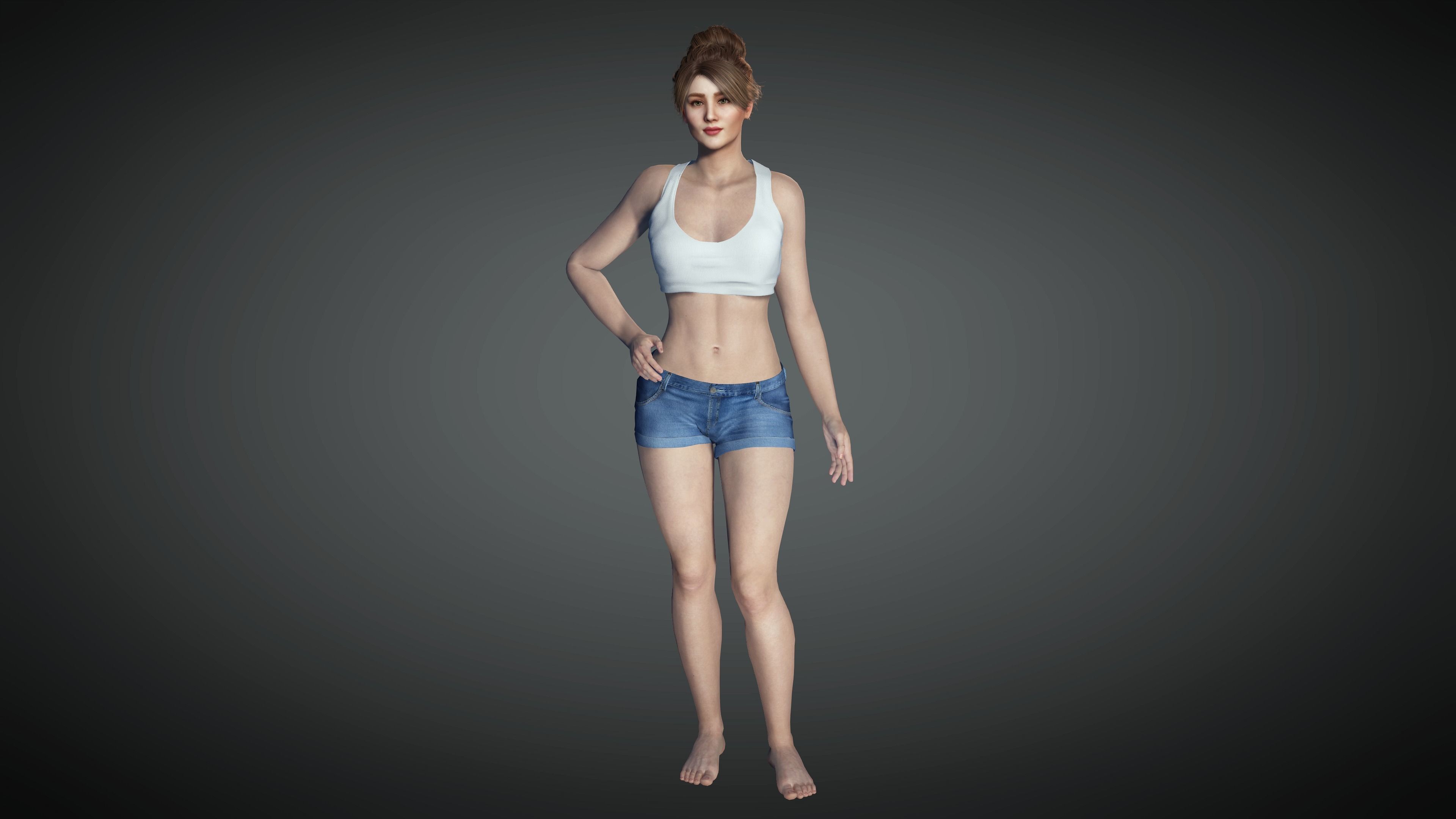 AAA Realistic Female Character 26 Low-poly 3D model_9
