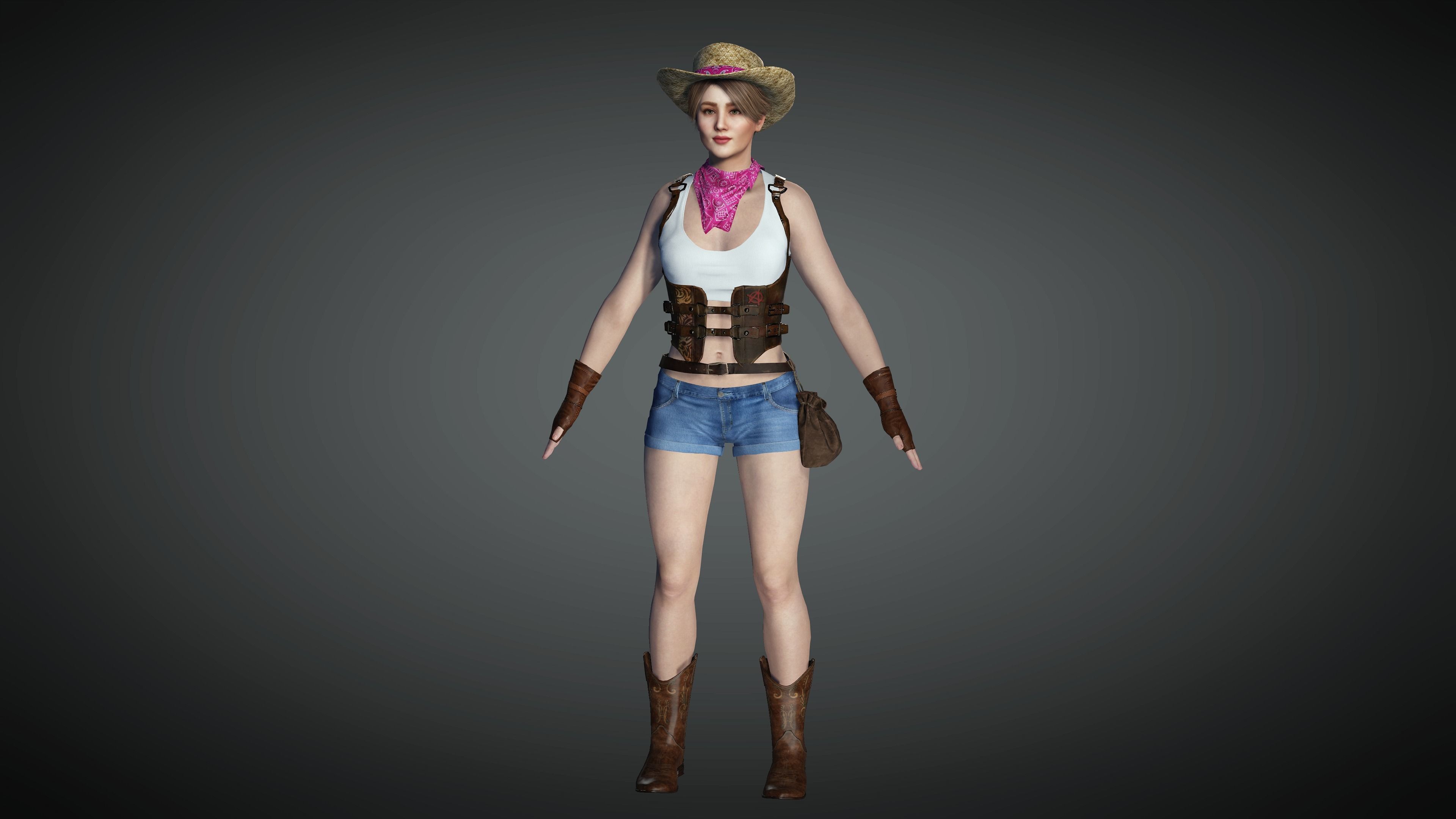 AAA Realistic Female Character 26 Low-poly 3D model_14