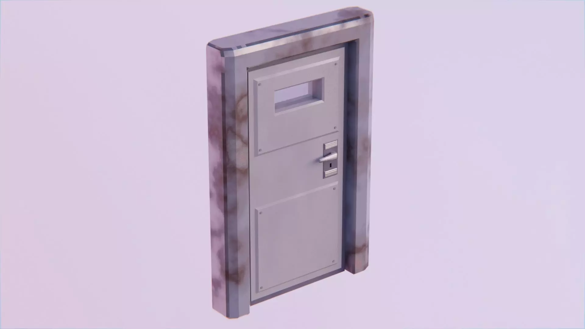Metal Security Door Low-poly 3D model_0
