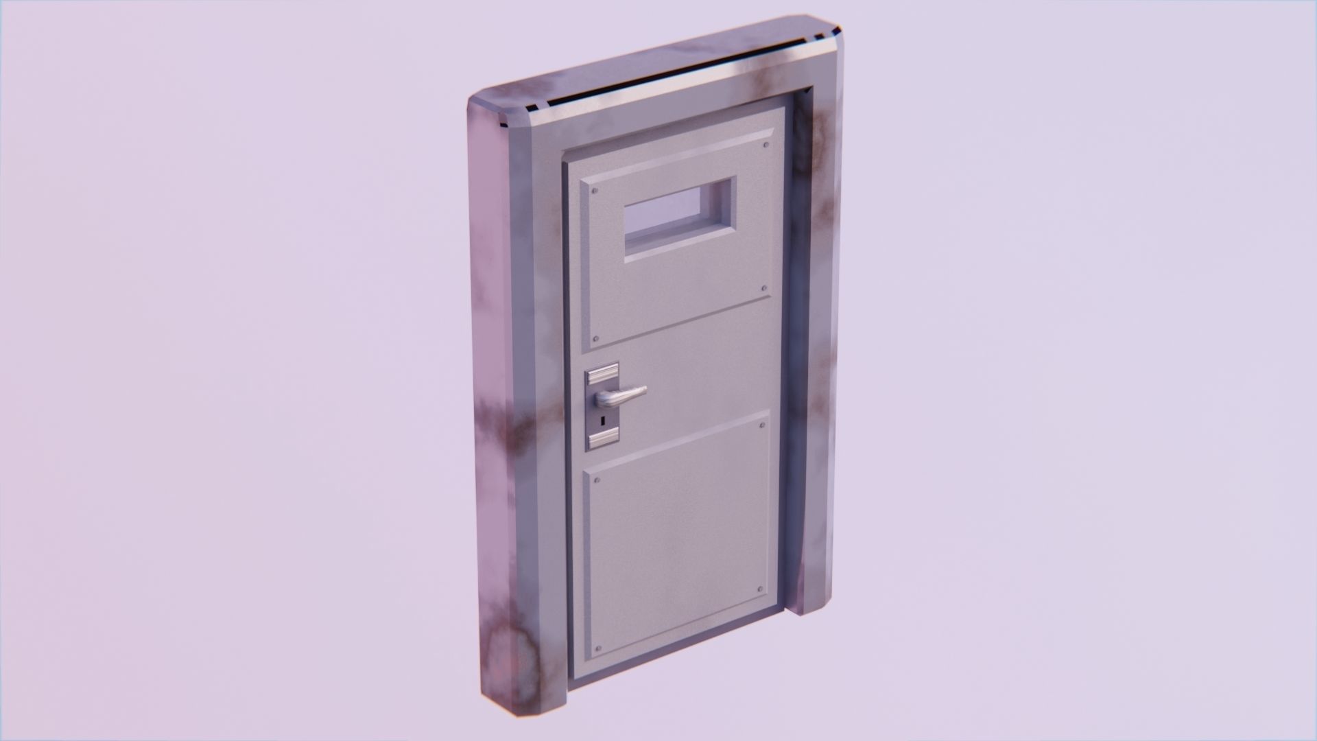 Metal Security Door Low-poly 3D model_1