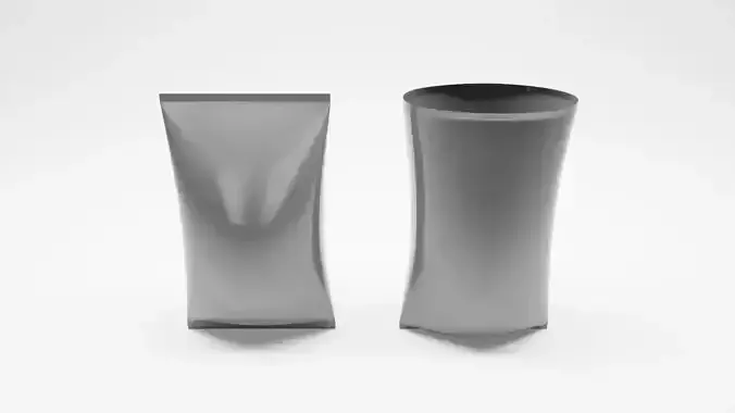 Open closed Potato Chips Cookie bag 3D Model