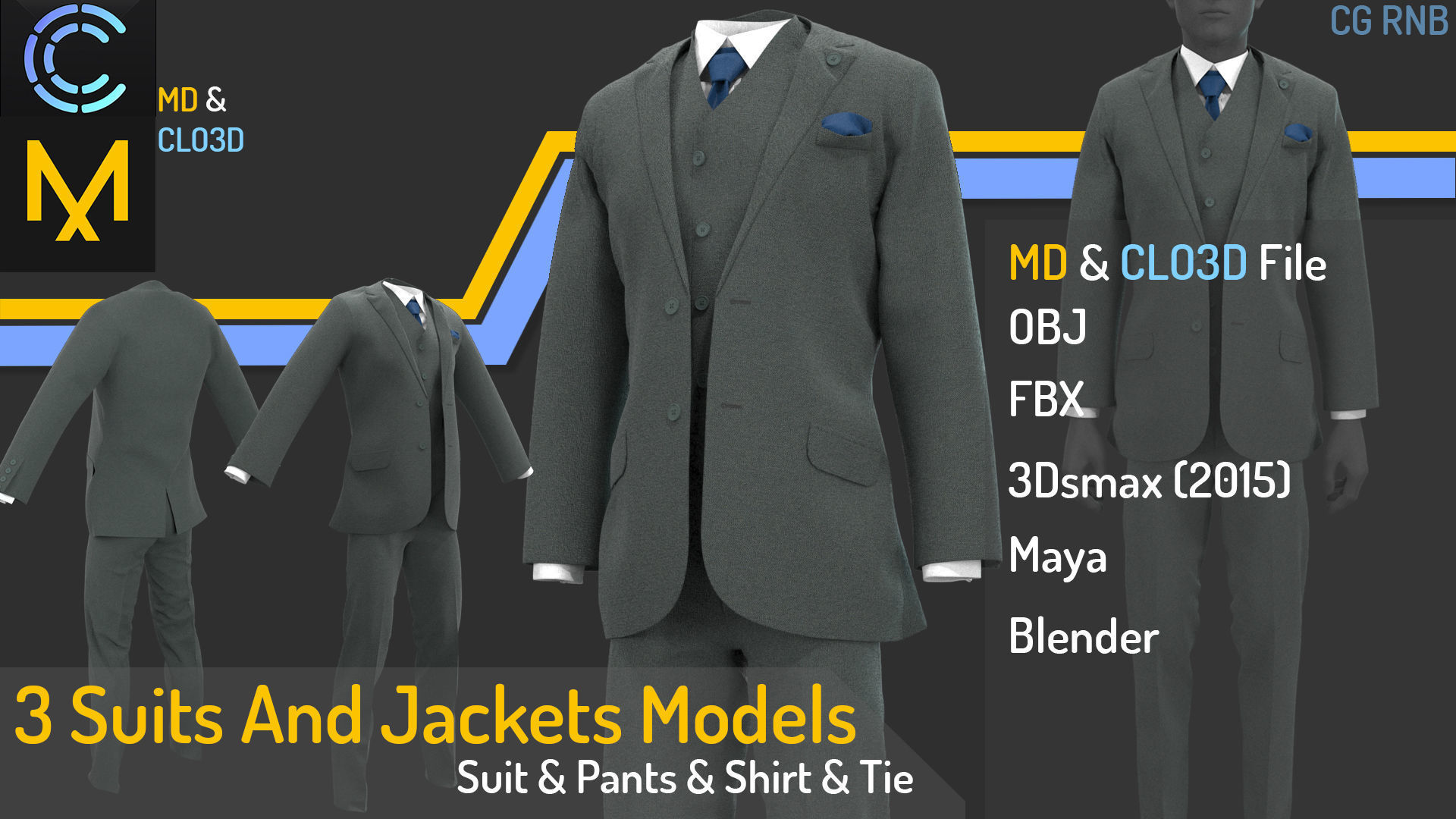 3 Suits And Jackets Models 3D model_2