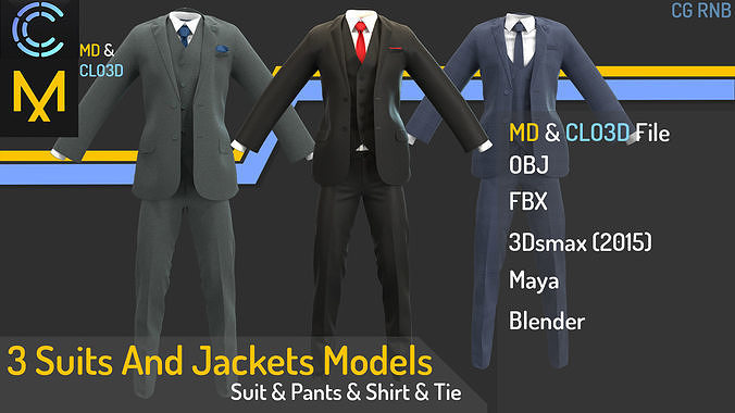 3 Suits And Jackets Models 3D model