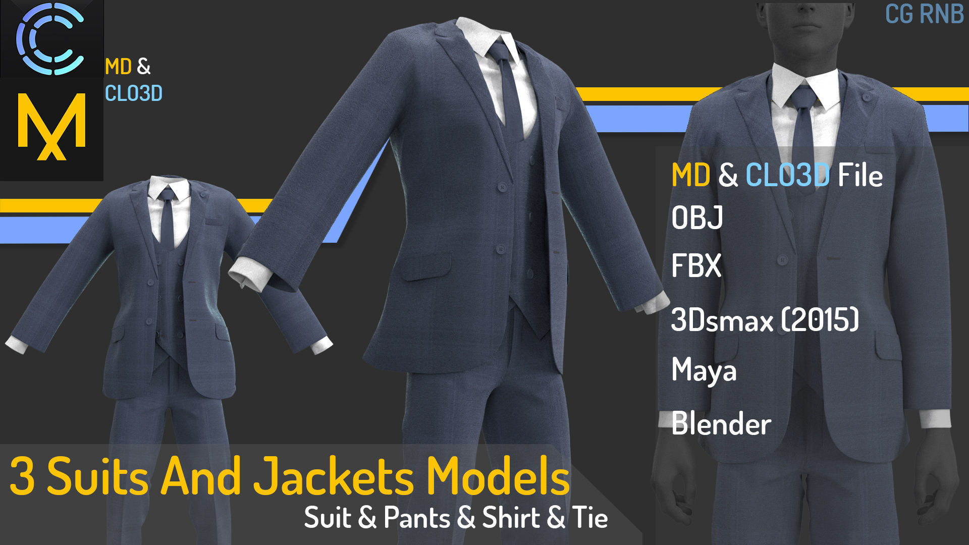 3 Suits And Jackets Models 3D model_3