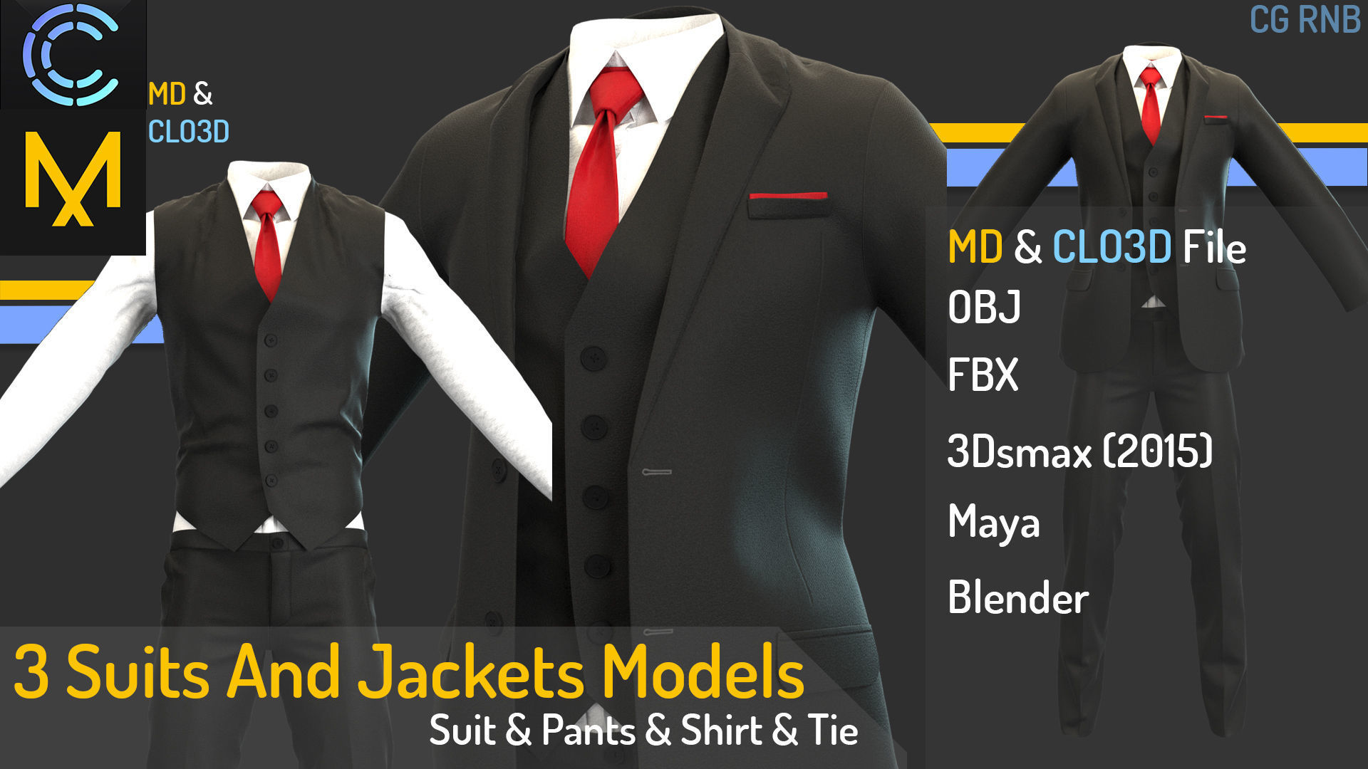 3 Suits And Jackets Models 3D model_1