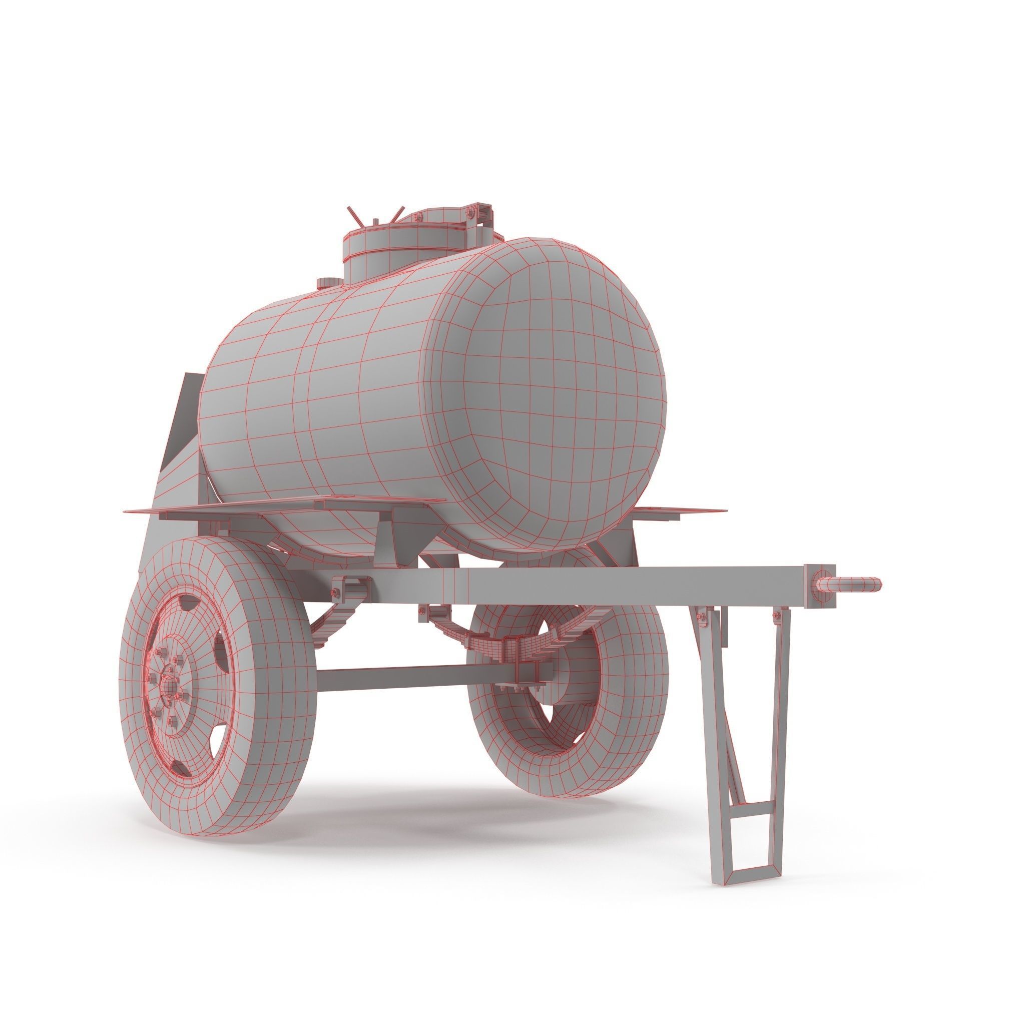 Barrel trailer for kvass and beer Low-poly 3D model_4