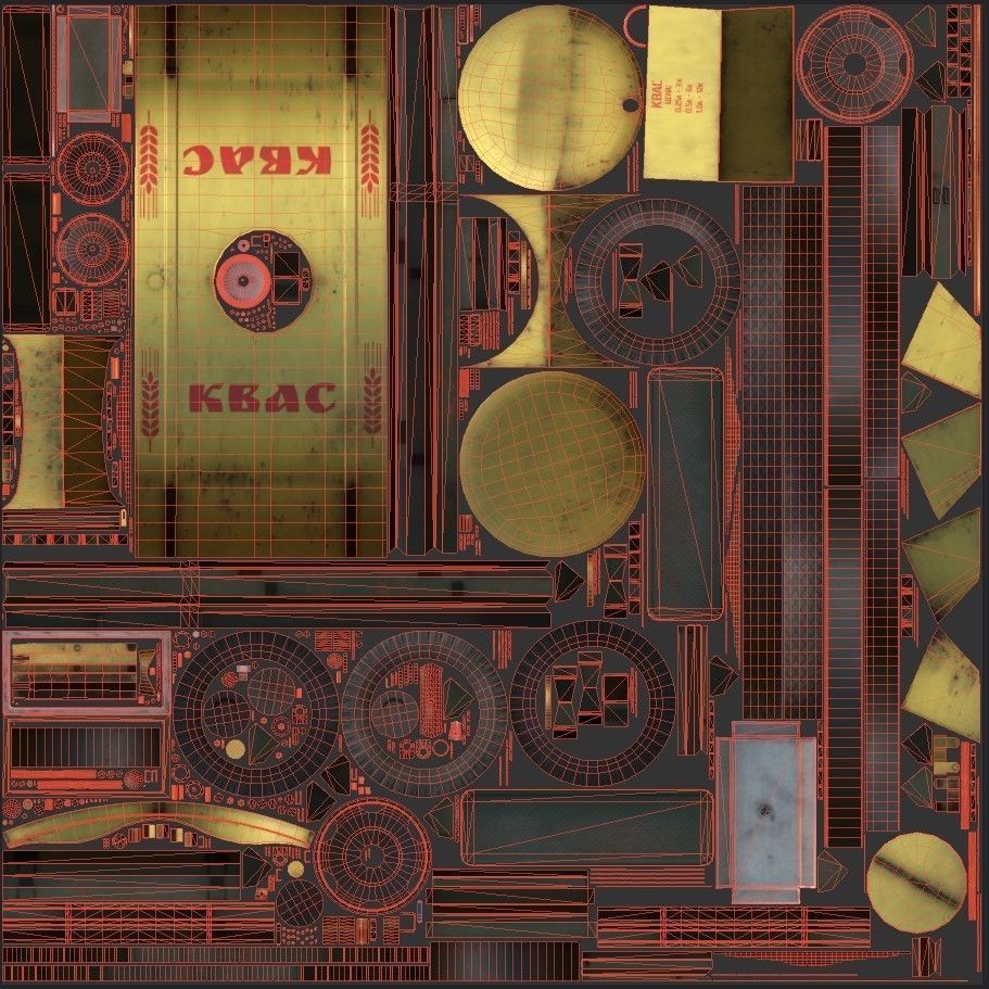 Barrel trailer for kvass and beer Low-poly 3D model_14