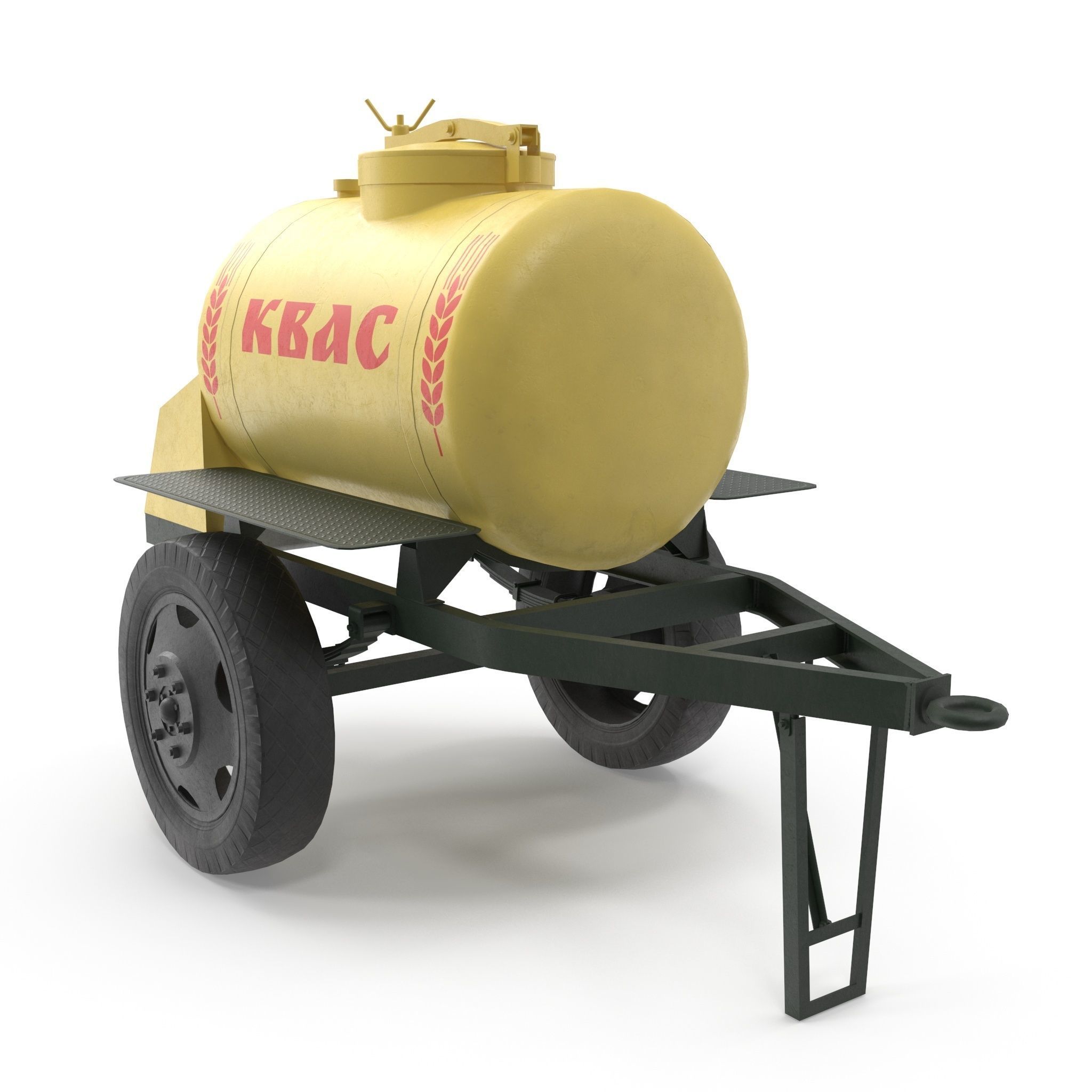 Barrel trailer for kvass and beer Low-poly 3D model_12