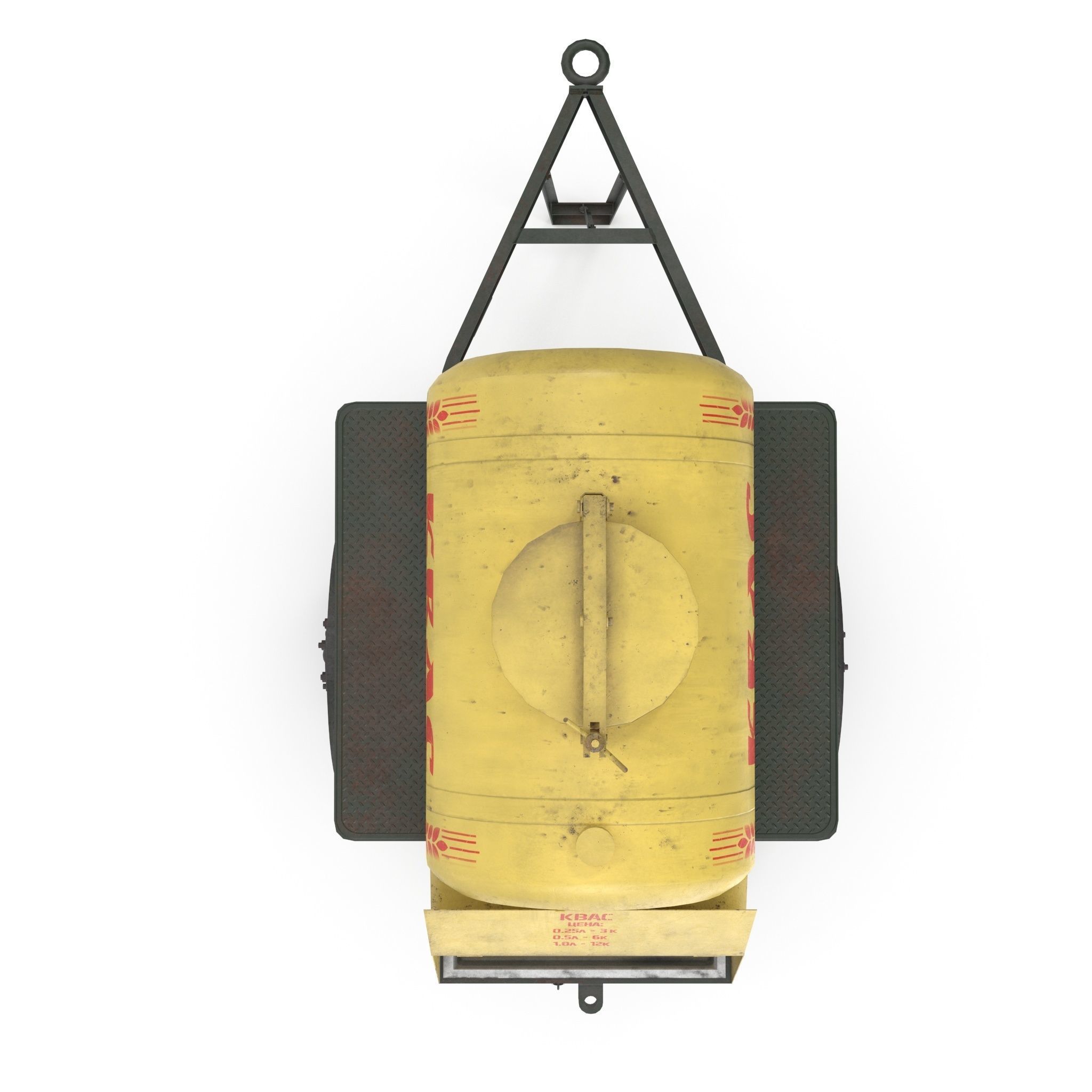 Barrel trailer for kvass and beer Low-poly 3D model_8