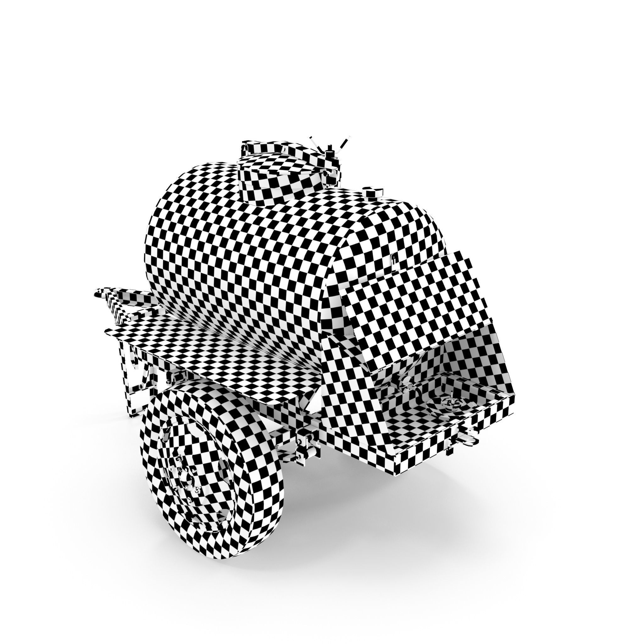 Barrel trailer for kvass and beer Low-poly 3D model_13