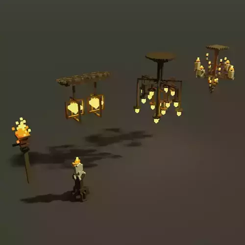 Voxel Medieval Lightning  Low-poly 3D model