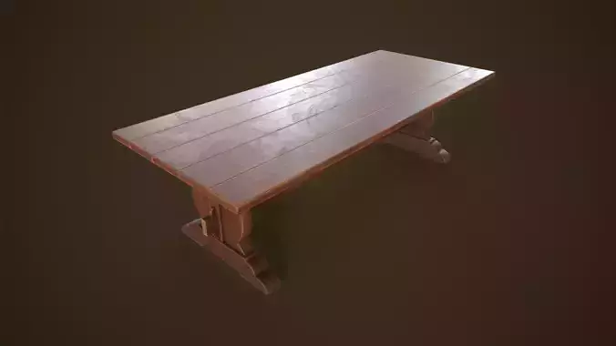 Old dining table Low-poly 3D model