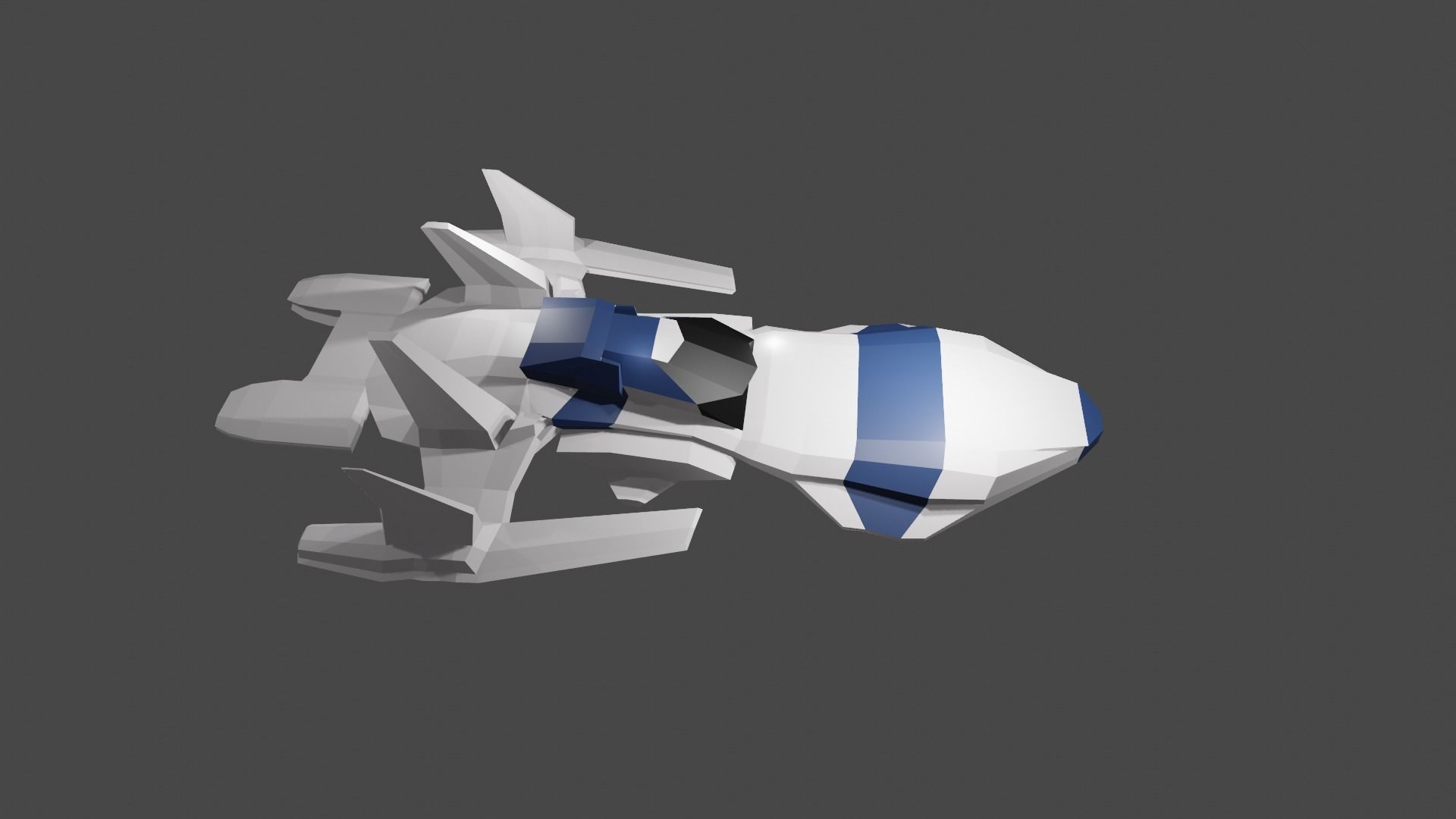 Spaceship spacecraft Low-poly 3D model_5