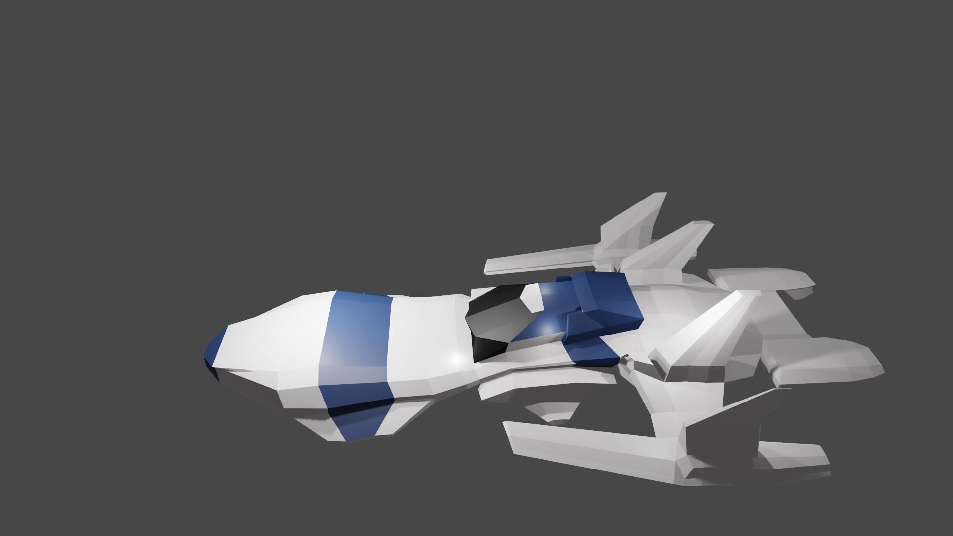 Spaceship spacecraft Low-poly 3D model_2