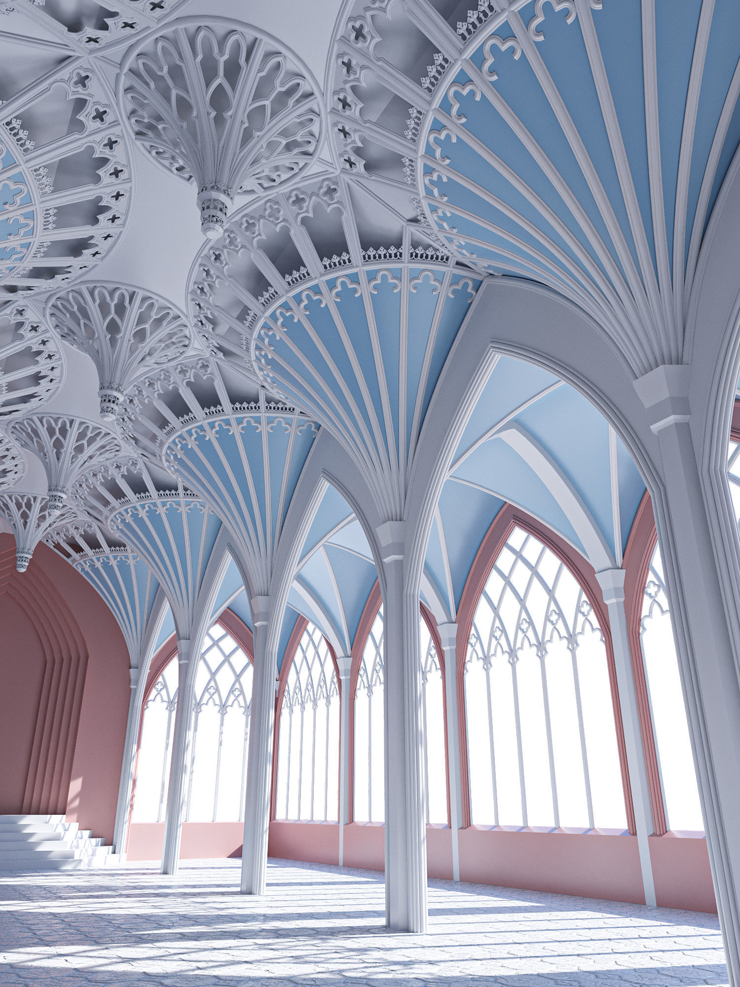 Gothic hall 3D model_1