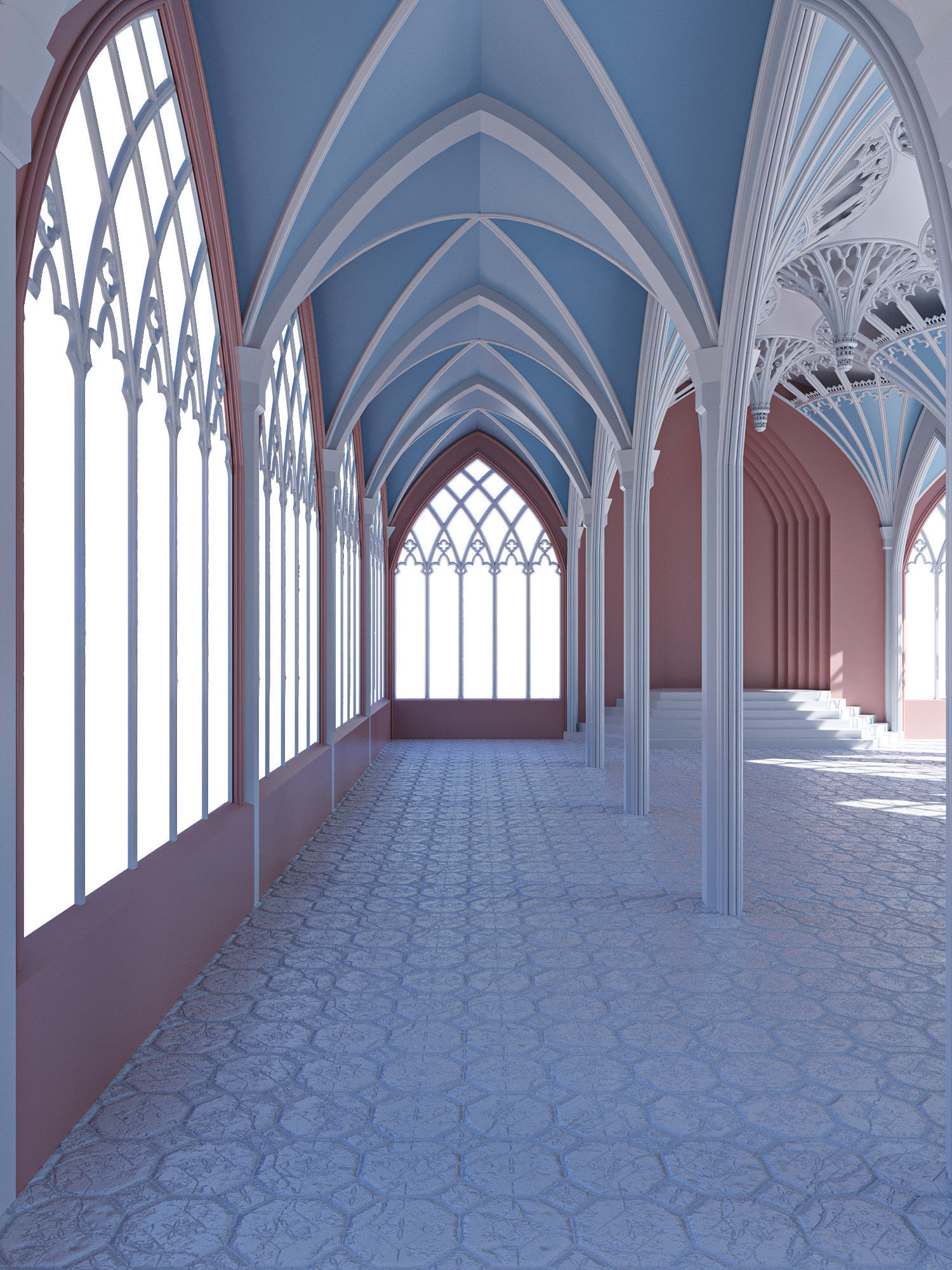 Gothic hall 3D model_3