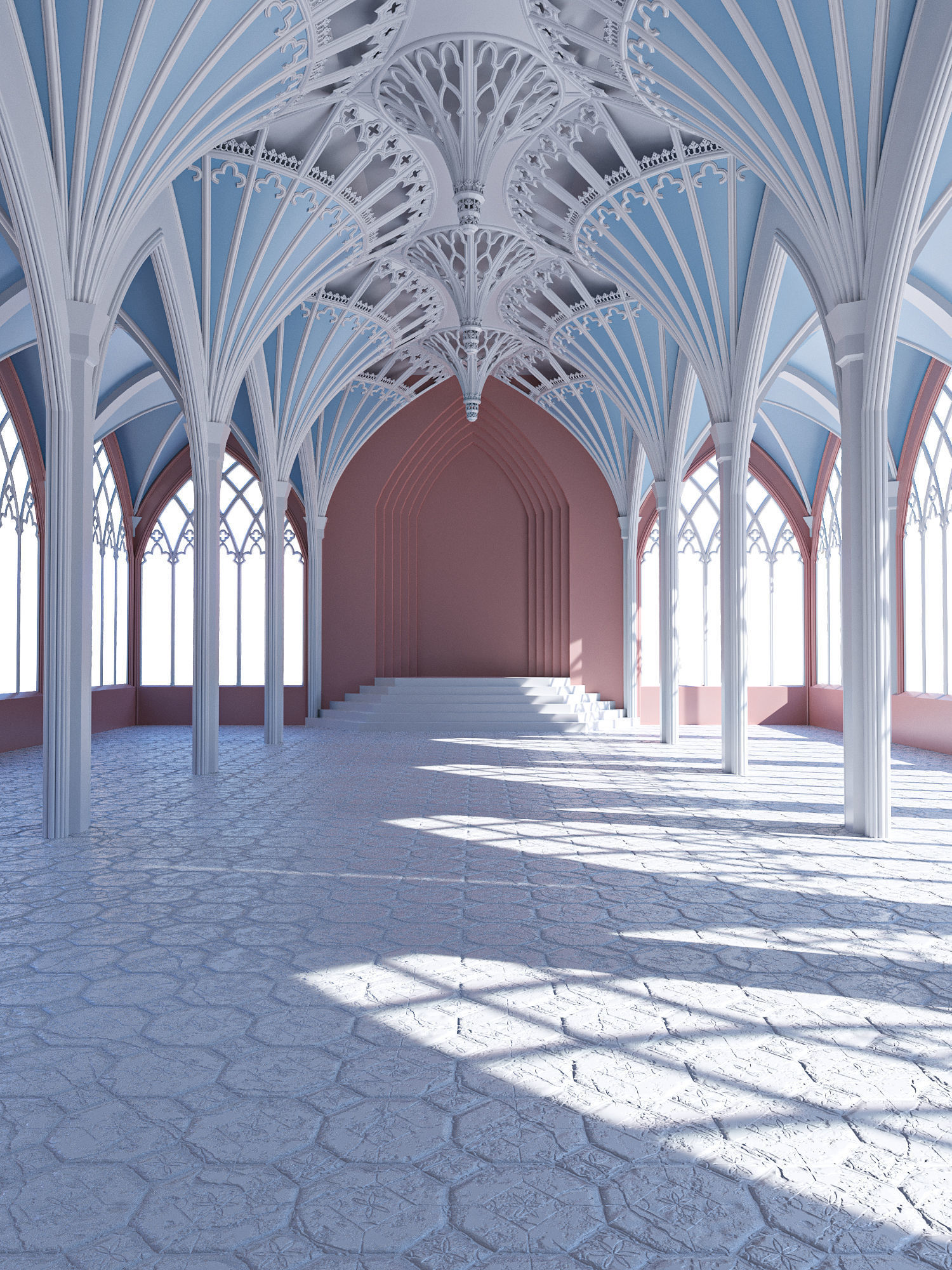 Gothic hall 3D model_2