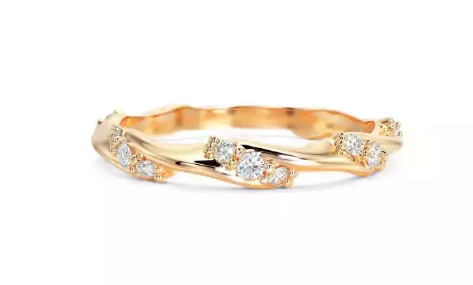 gold ring with diamonds 3D print model
