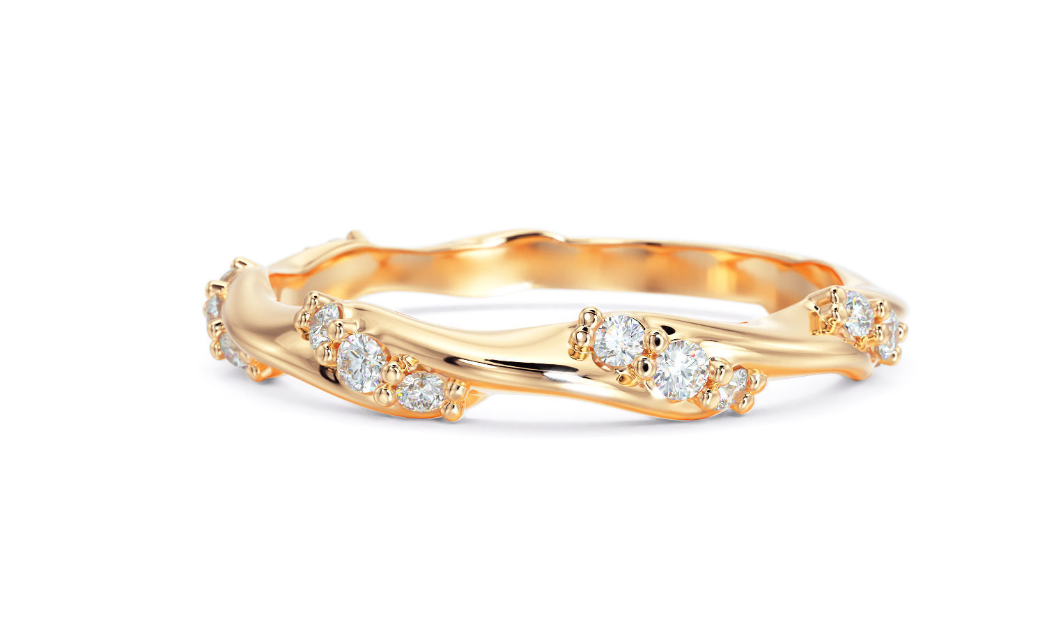 gold ring with diamonds 3D print model_7