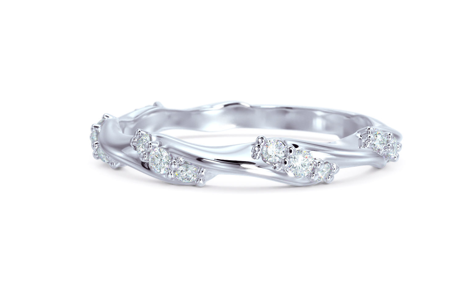 gold ring with diamonds 3D print model_12