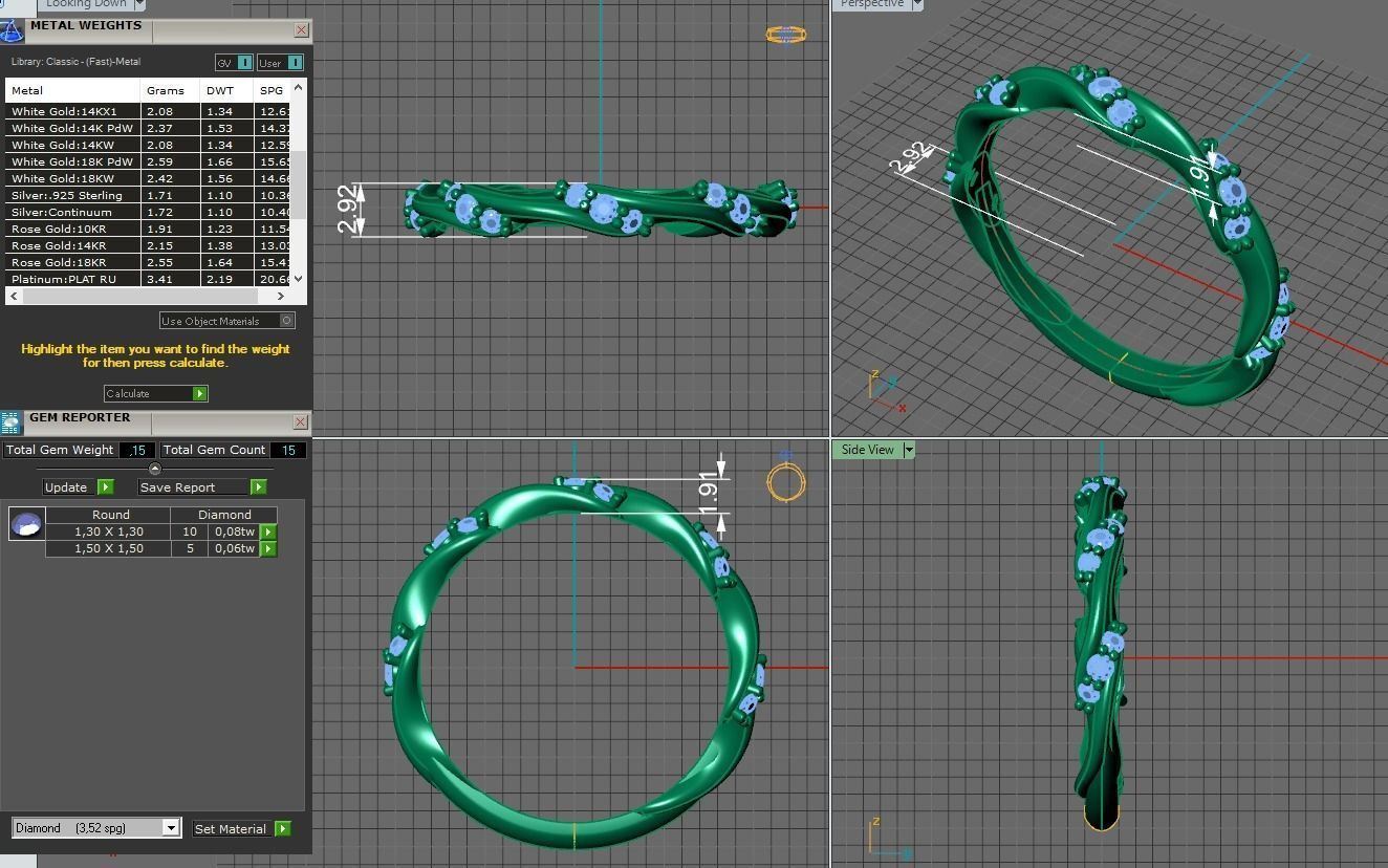 gold ring with diamonds 3D print model_3