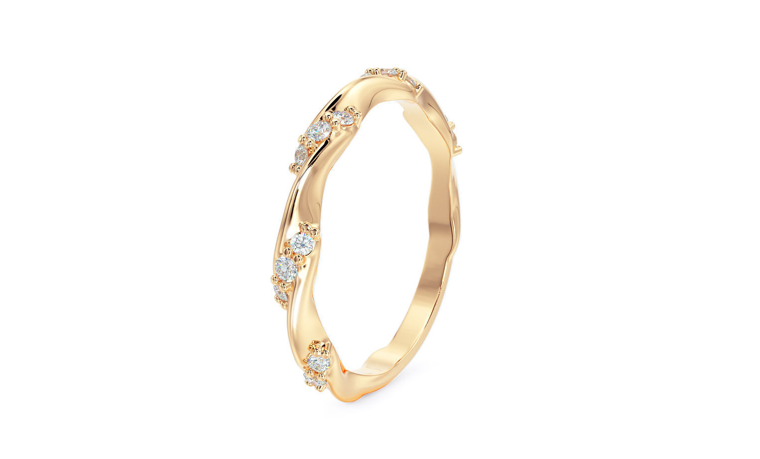 gold ring with diamonds 3D print model_6