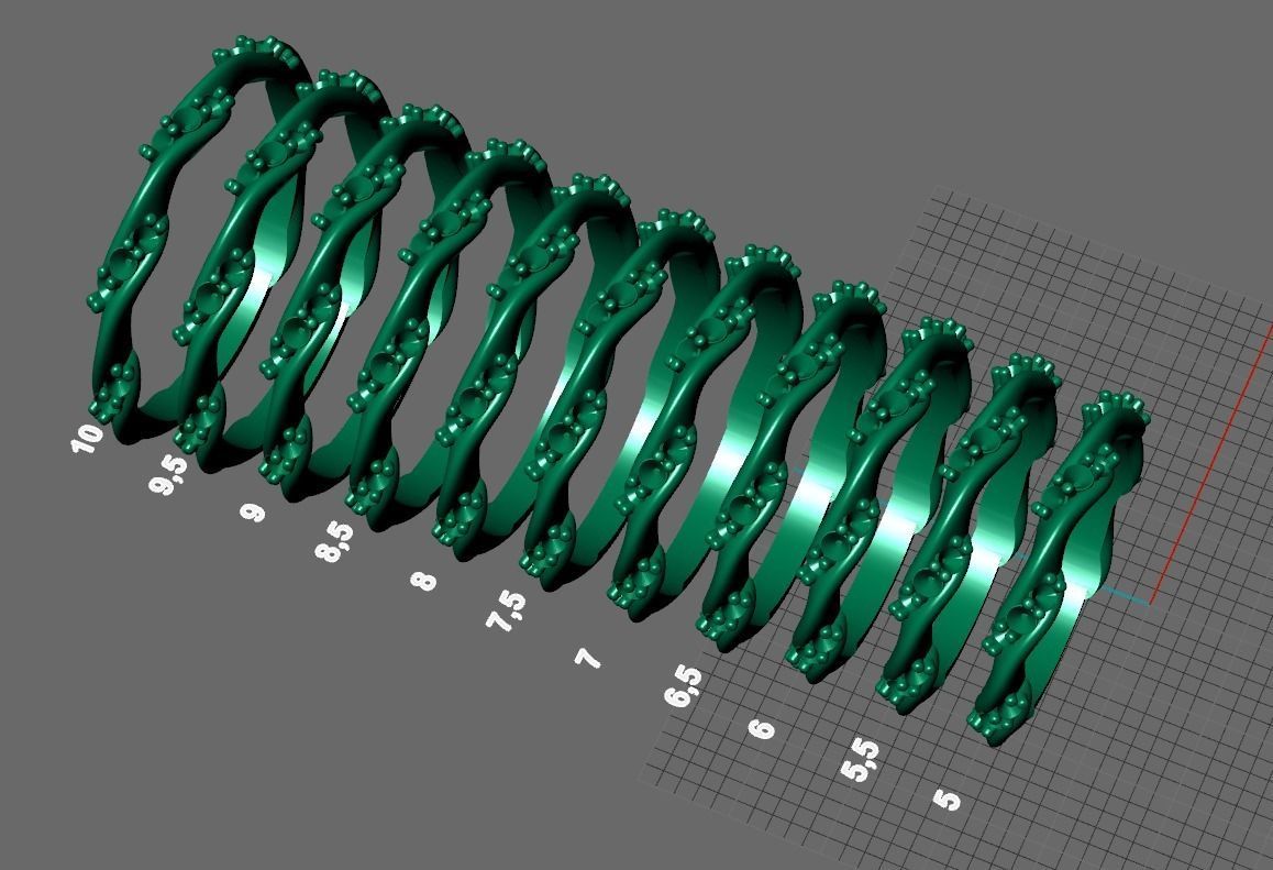 gold ring with diamonds 3D print model_1