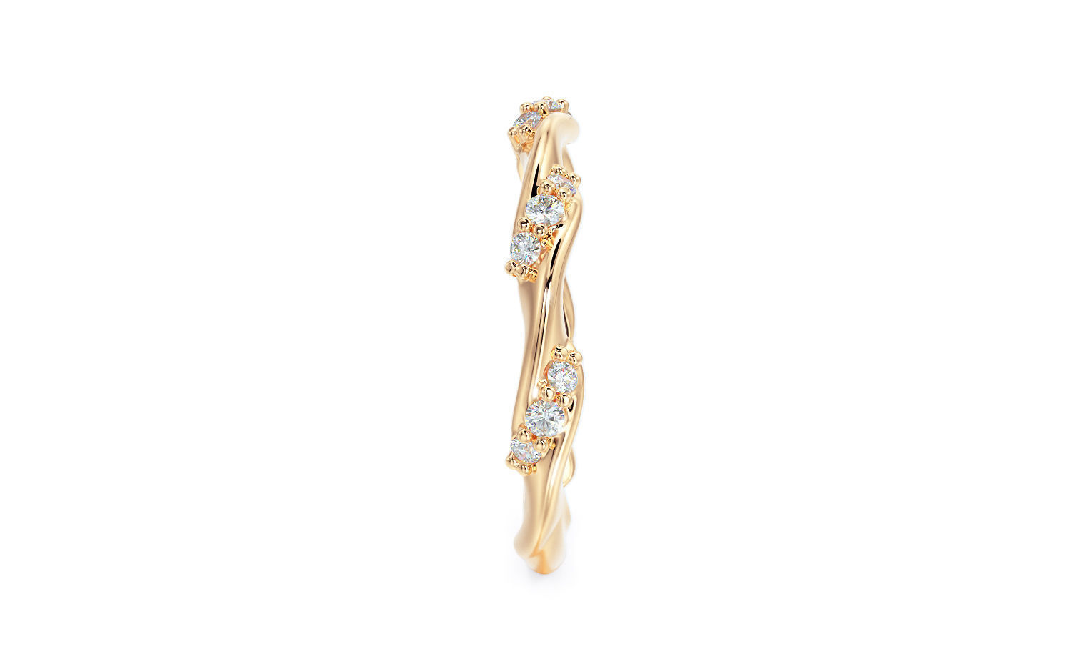 gold ring with diamonds 3D print model_5