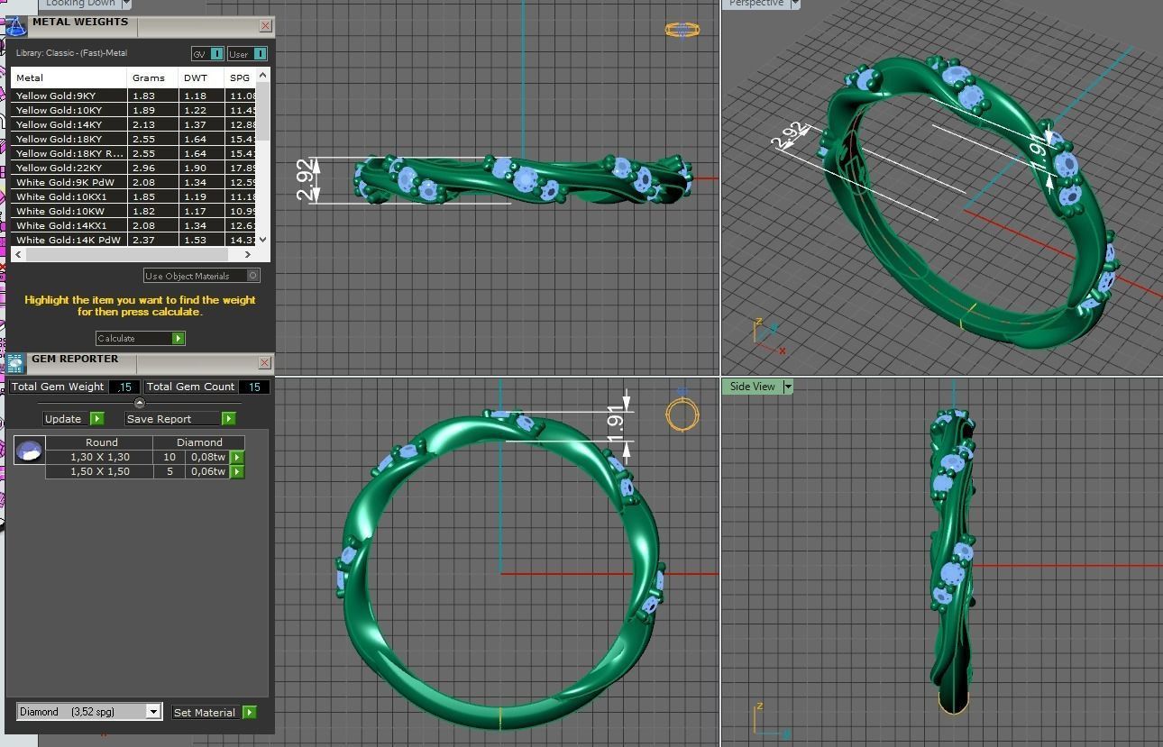 gold ring with diamonds 3D print model_2