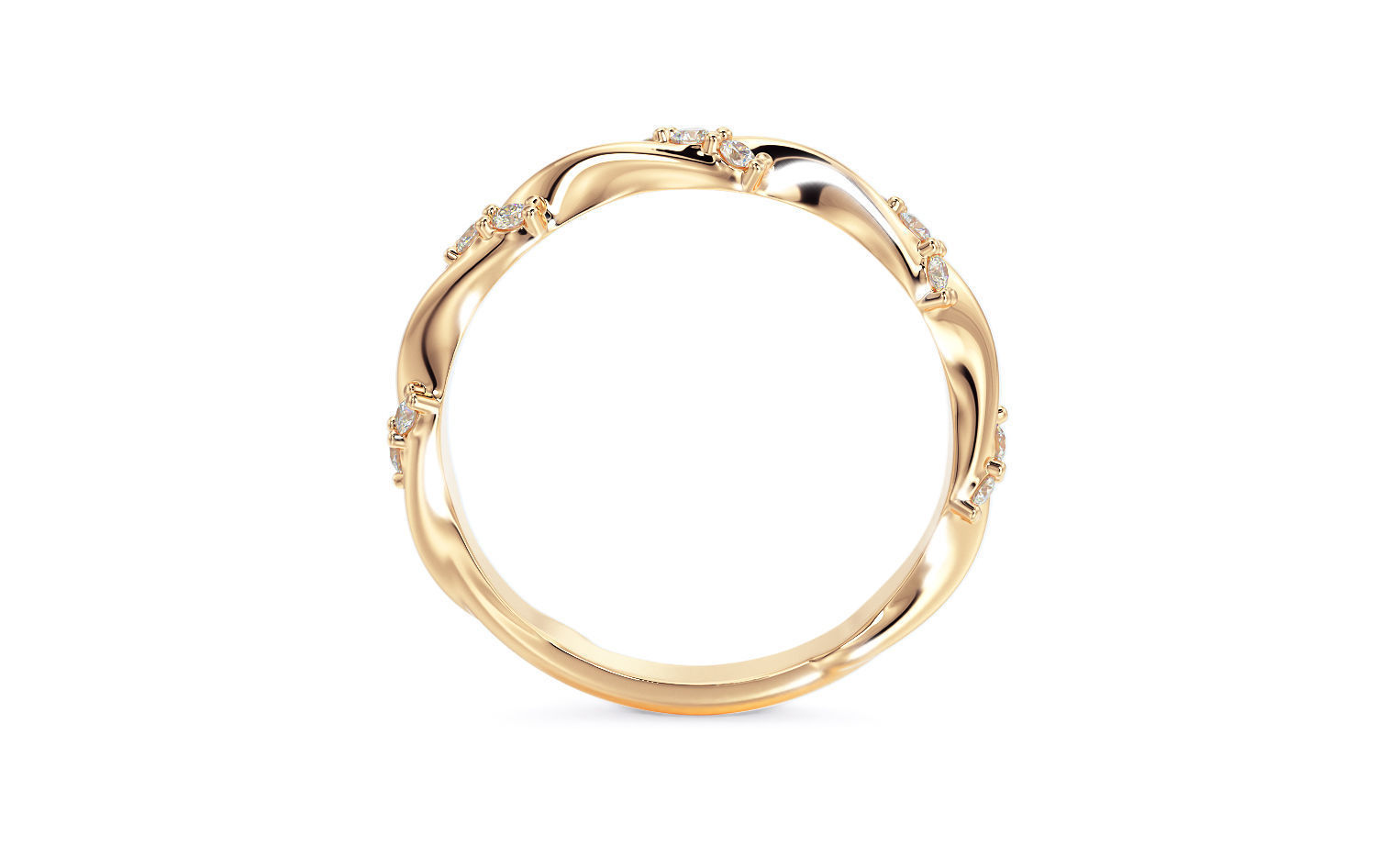 gold ring with diamonds 3D print model_4