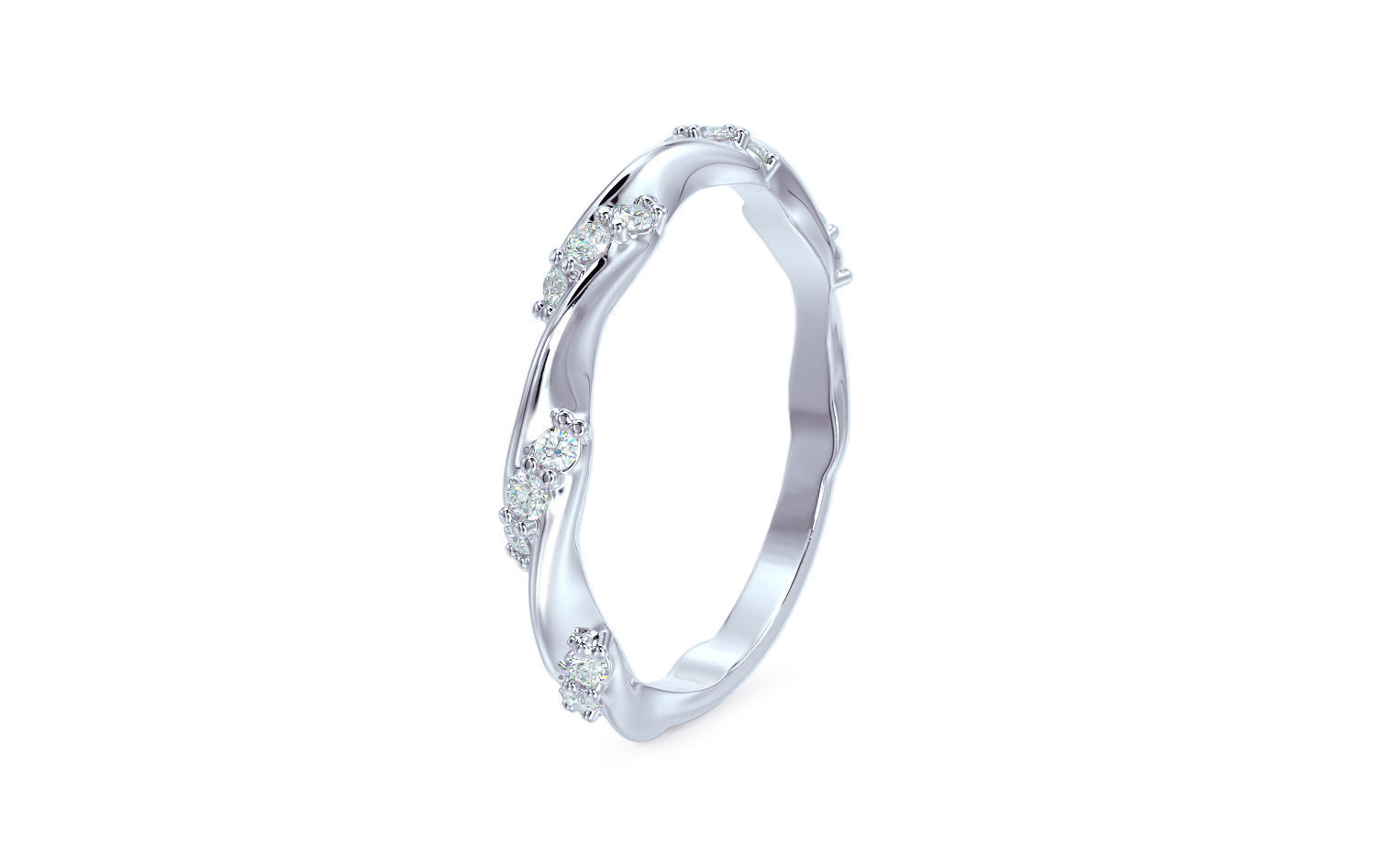 gold ring with diamonds 3D print model_10