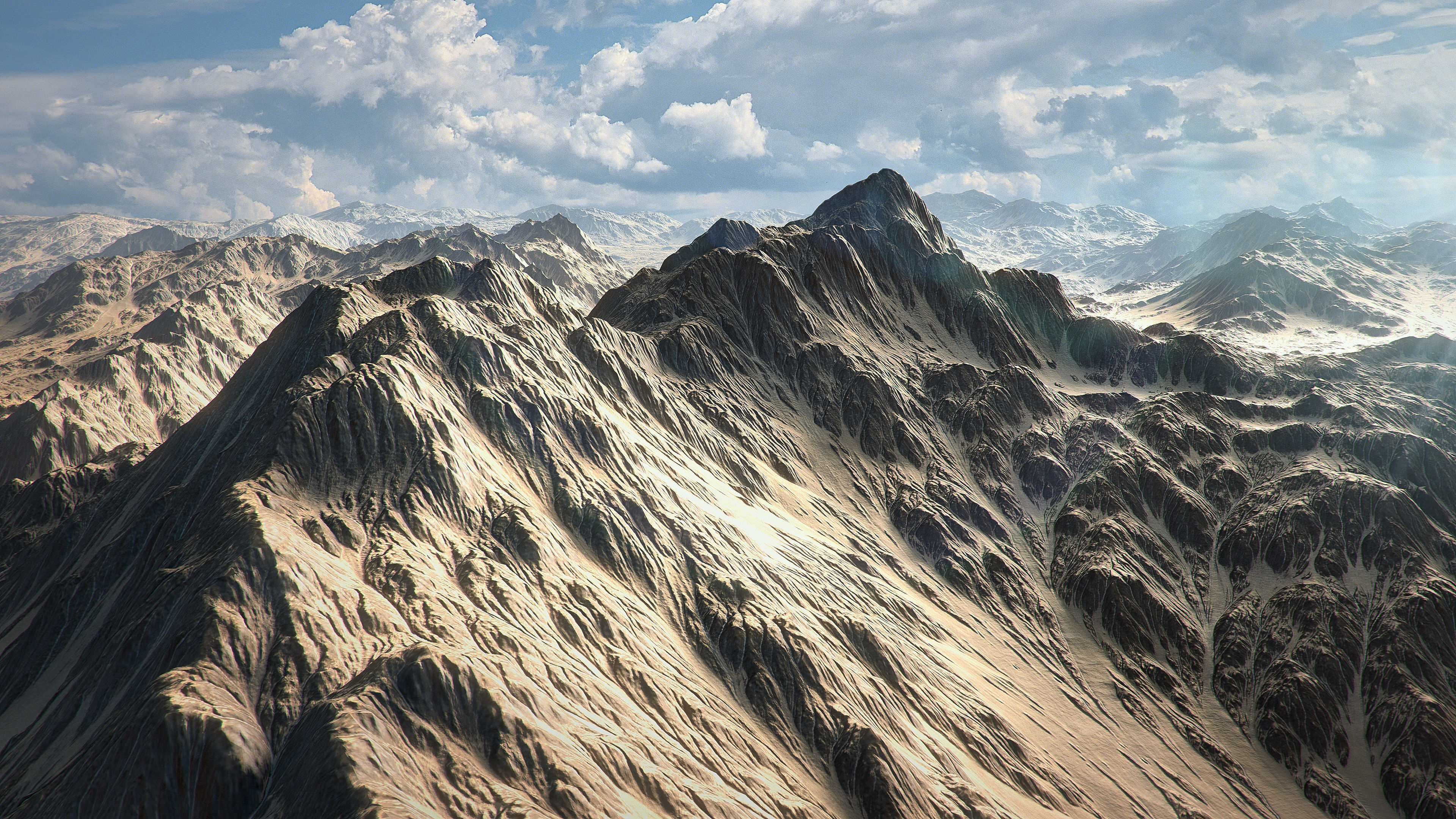 Desert Mountain with Summer and Winter Textures Low-poly 3D model_4