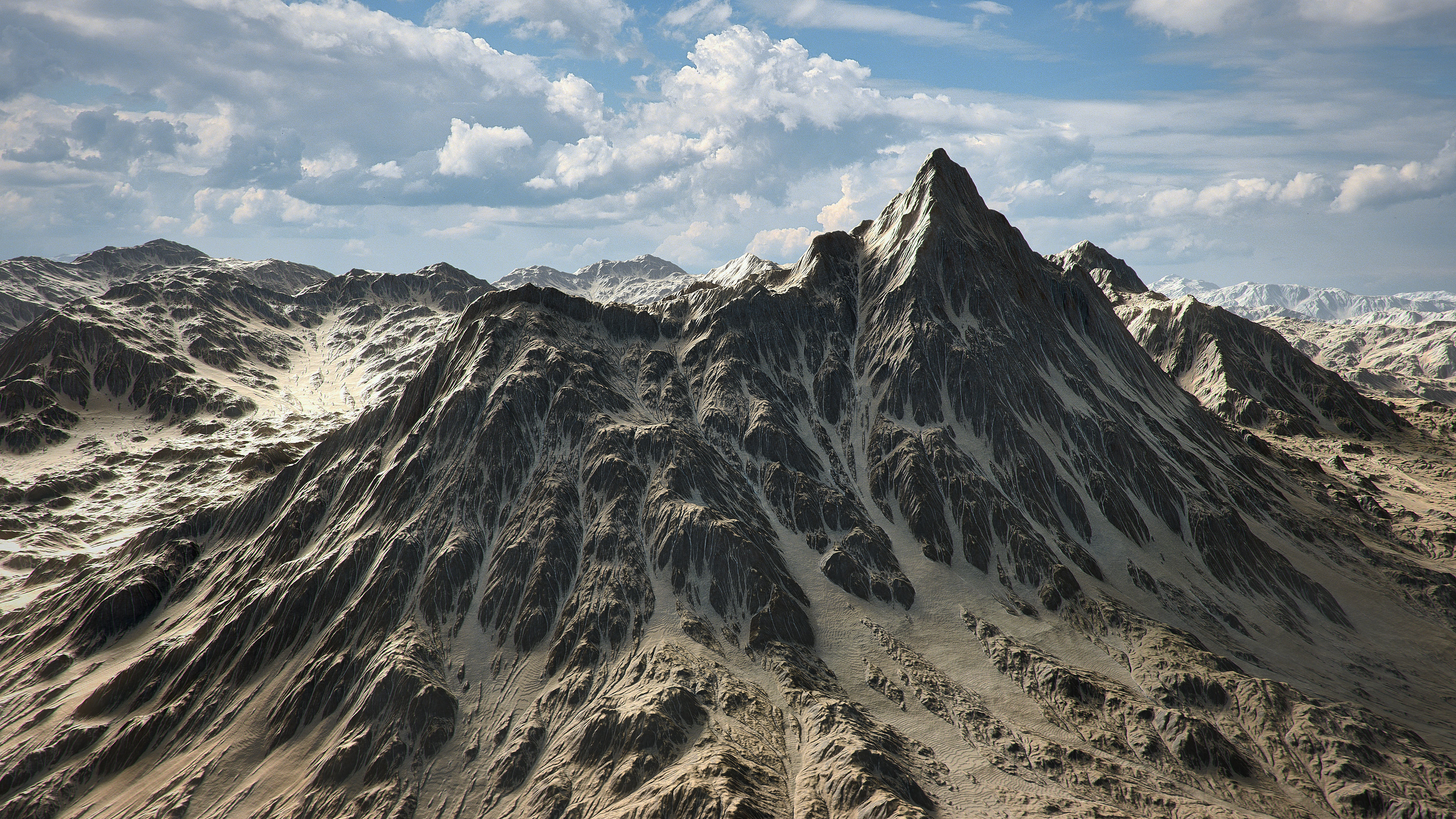 Desert Mountain with Summer and Winter Textures Low-poly 3D model_2