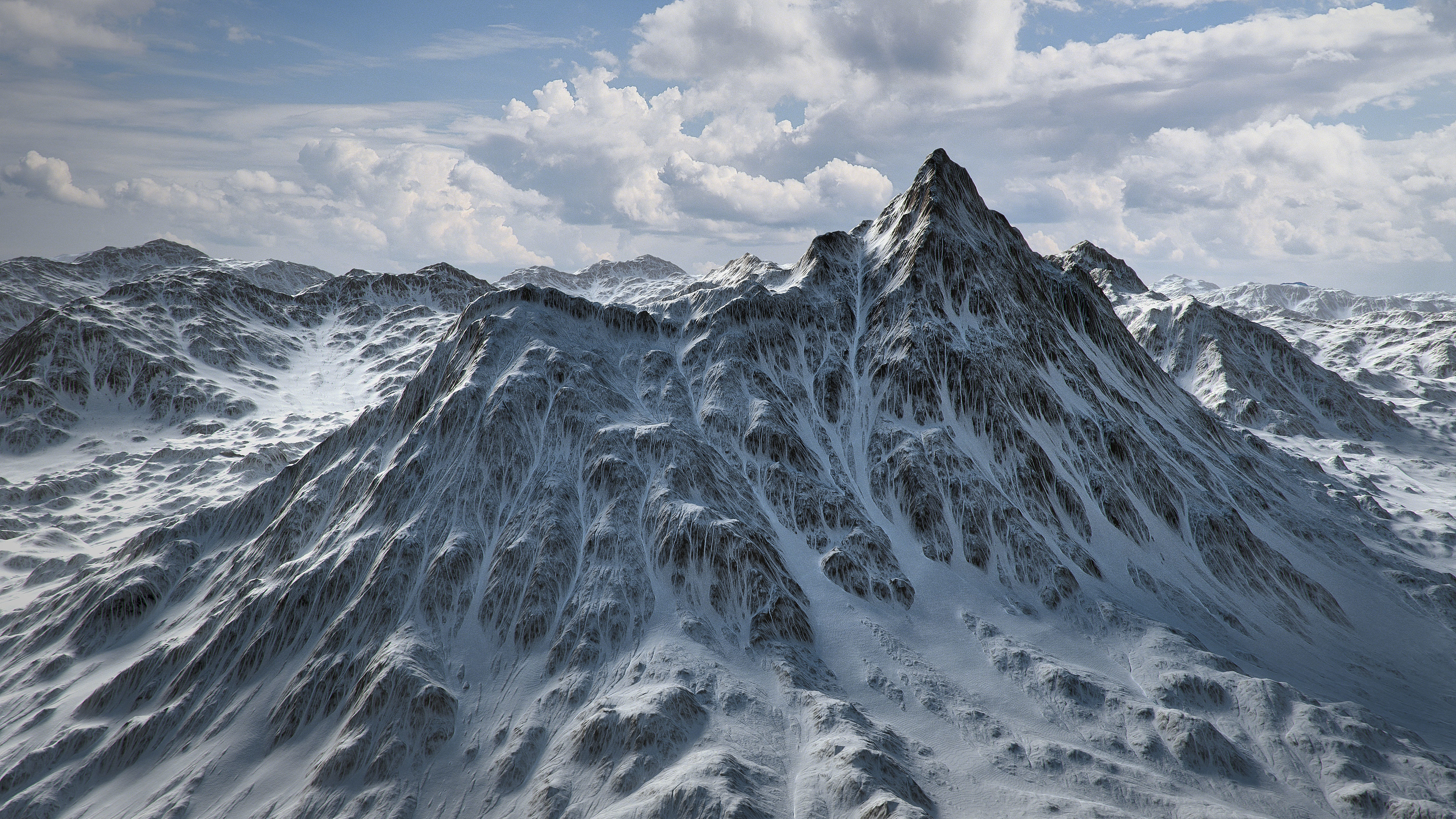 Desert Mountain with Summer and Winter Textures Low-poly 3D model_5