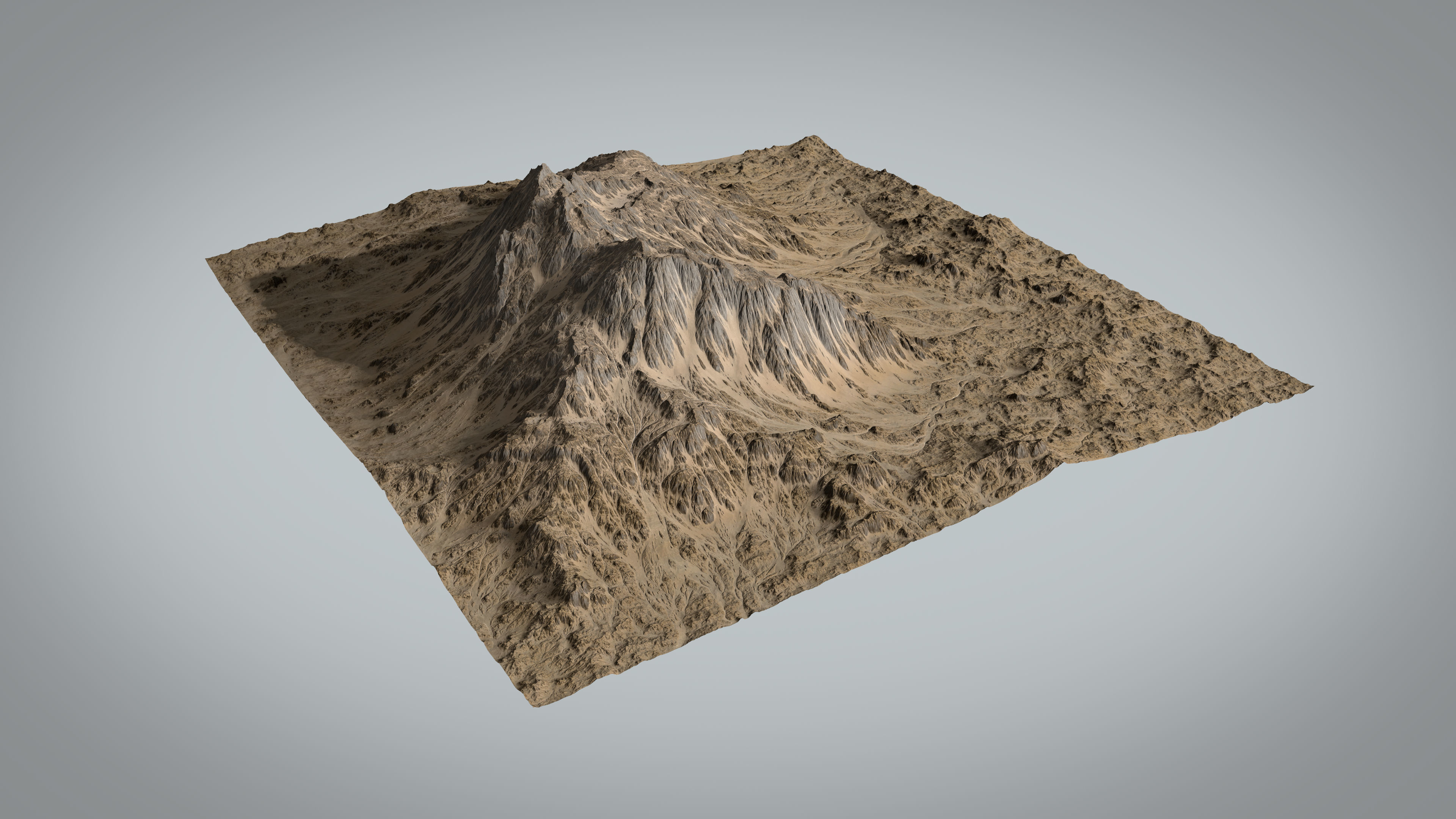 Desert Mountain with Summer and Winter Textures Low-poly 3D model_12