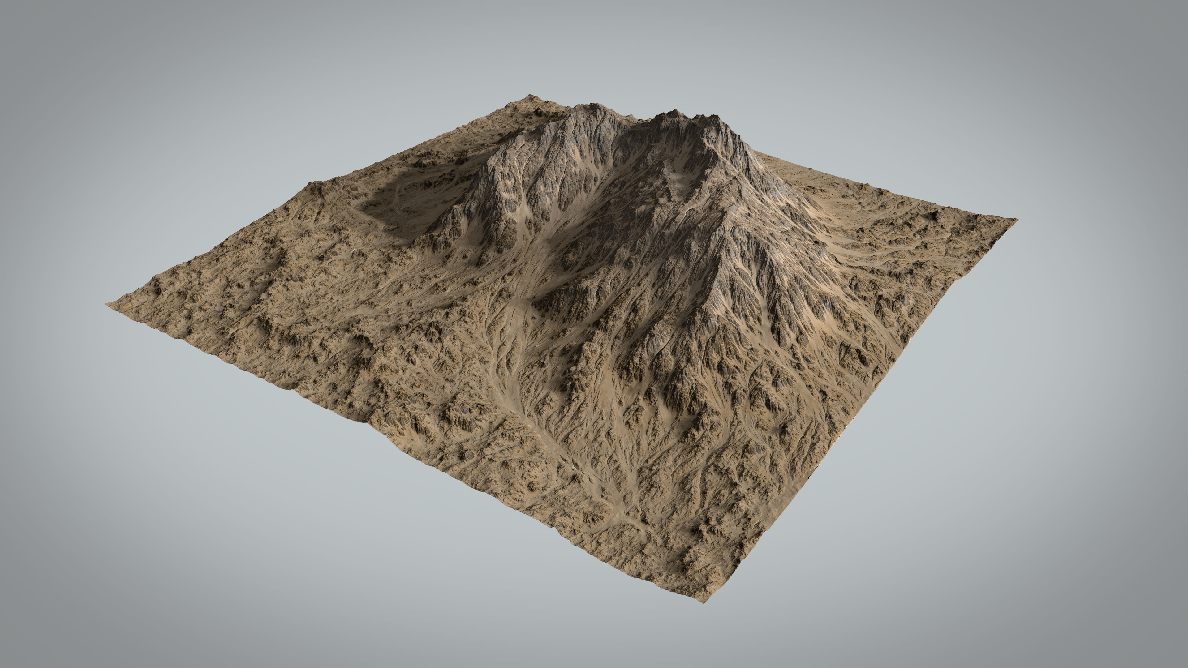 Desert Mountain with Summer and Winter Textures Low-poly 3D model_6